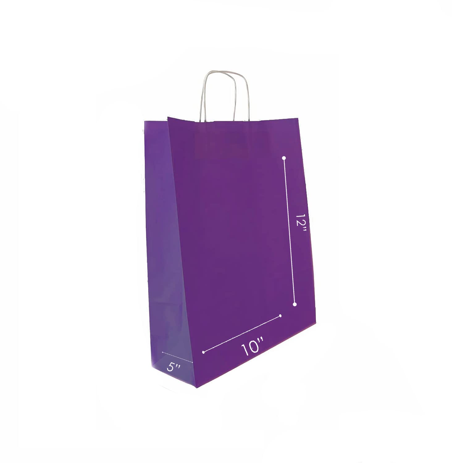 JET 10x5x12 Inch Virgin Kraft Paper Gift Bags with Twisted Handles - Bulk Pack of 25 Recyclable Purple Shopping Bags | Perfect for Retail Packaging, Wedding Favors, Party Gifts, Grocery Shopping & Eco-Friendly Business Use