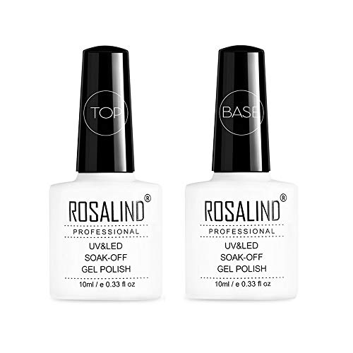 ROSALIND 10ML Semipermanent Base & Top Coat - UV LED Gel Nail Polish for Soak Off Manicure | Long-Lasting Shine for Home & Salon Nail Art