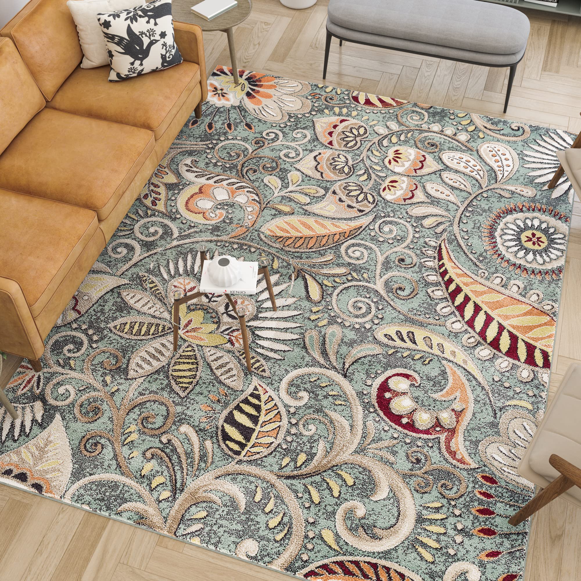 Tayse Seafoam Large 9x12 Modern Indoor Area Rug - Soft Living Room Carpet, Dining Room Floor Mat, Cozy Bedroom Rug for Home Decor | Perfect for Apartments, Dorms & Office Spaces