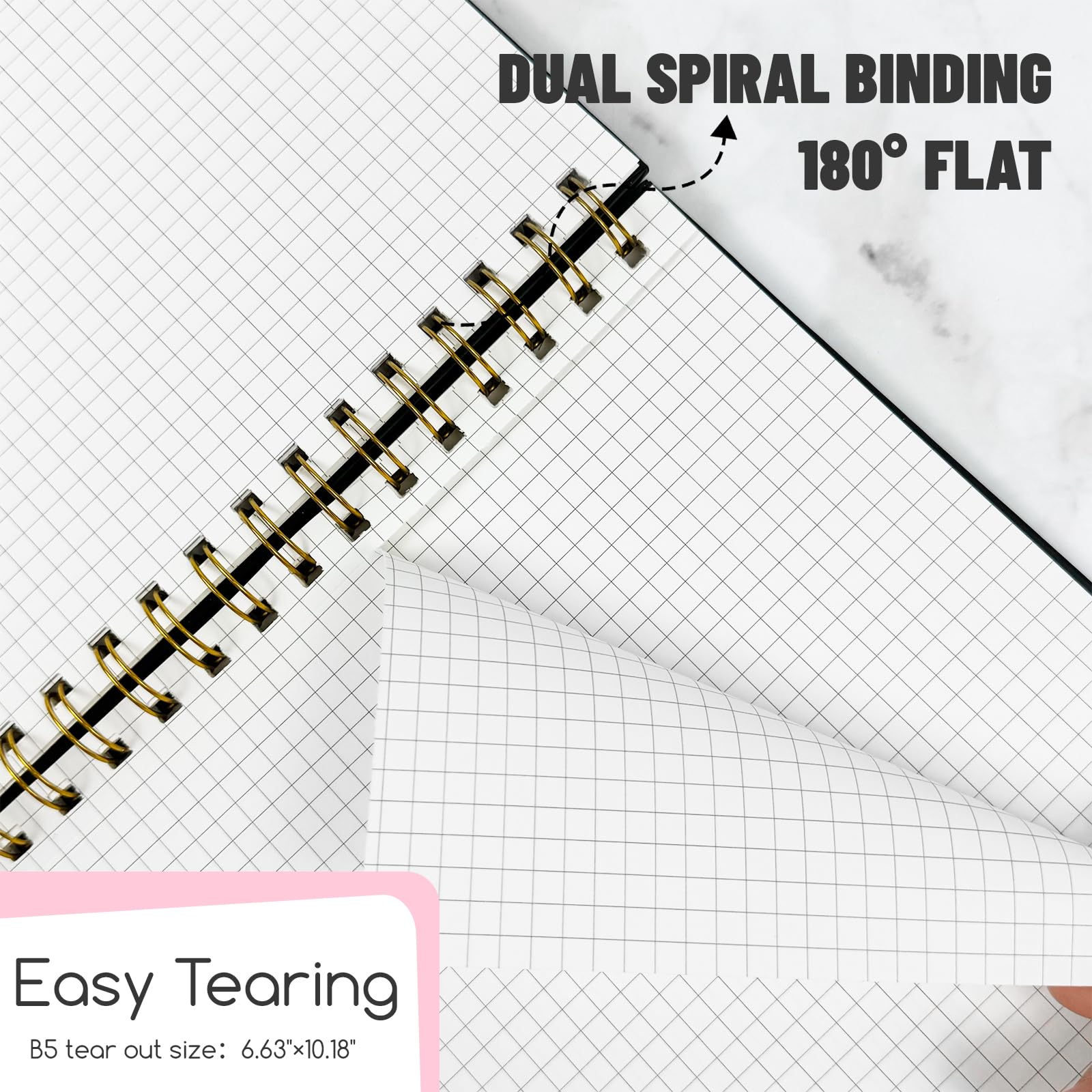 Premium 4-Pack B5 Grid Spiral Notebooks - 7.48