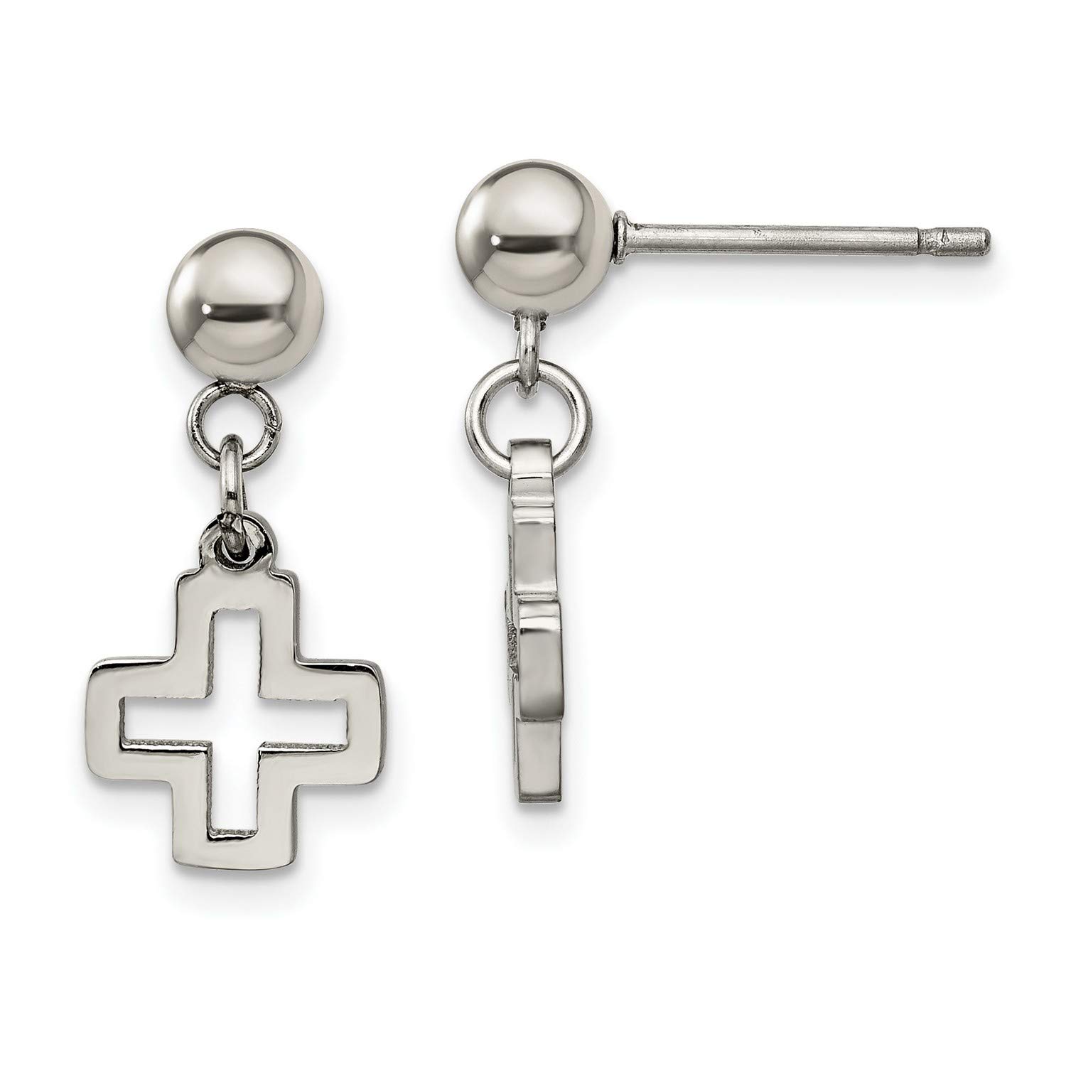 Stainless Steel Cross Post Dangle Earrings for Women - Hypoallergenic Fashion Jewelry Gift - Perfect for Church, Parties & Everyday Wear