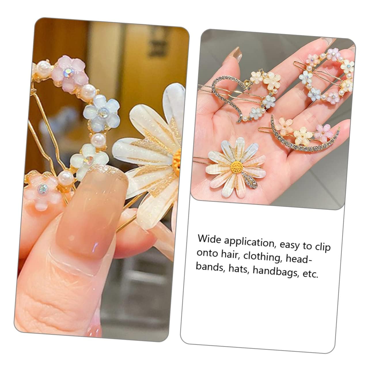 4Pcs Rhinestone Floral Hair Clips for Women - Elegant Metal Hair Claw Clips with Crystal Stones, Wedding Hair Accessories, Bridal Hair Pins, Floral Barrettes for Parties, Prom, and Special Occasions