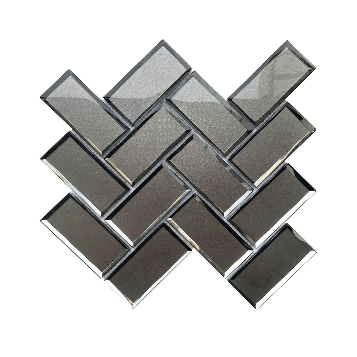 10 x 11 Inch Brownish Gray Glass Mosaic Tile - Peel and Stick Backsplash for Kitchen, Bathroom, Shower, and Fireplace Decor
