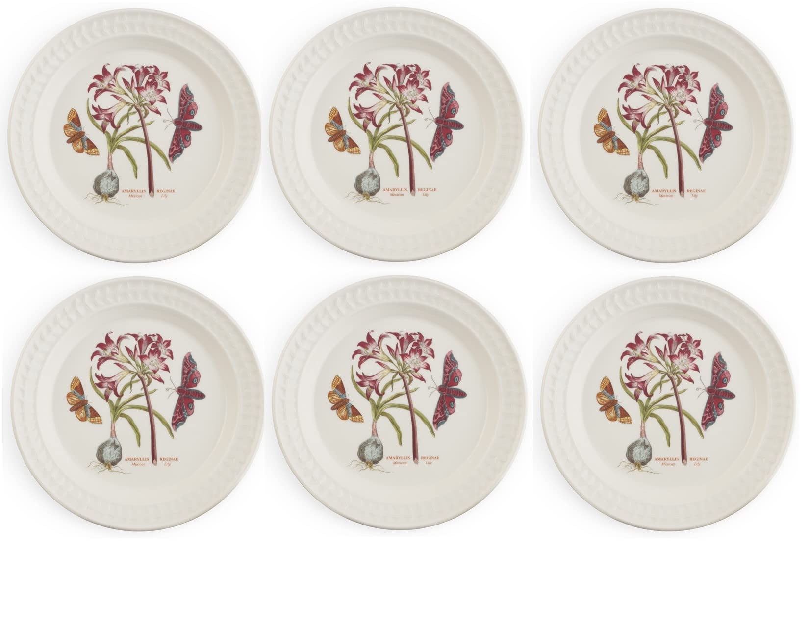 Portmeirion Botanic Garden 6-Piece Dinner Plate Set - Elegant Papilio Opal Design for Formal Dining & Entertaining