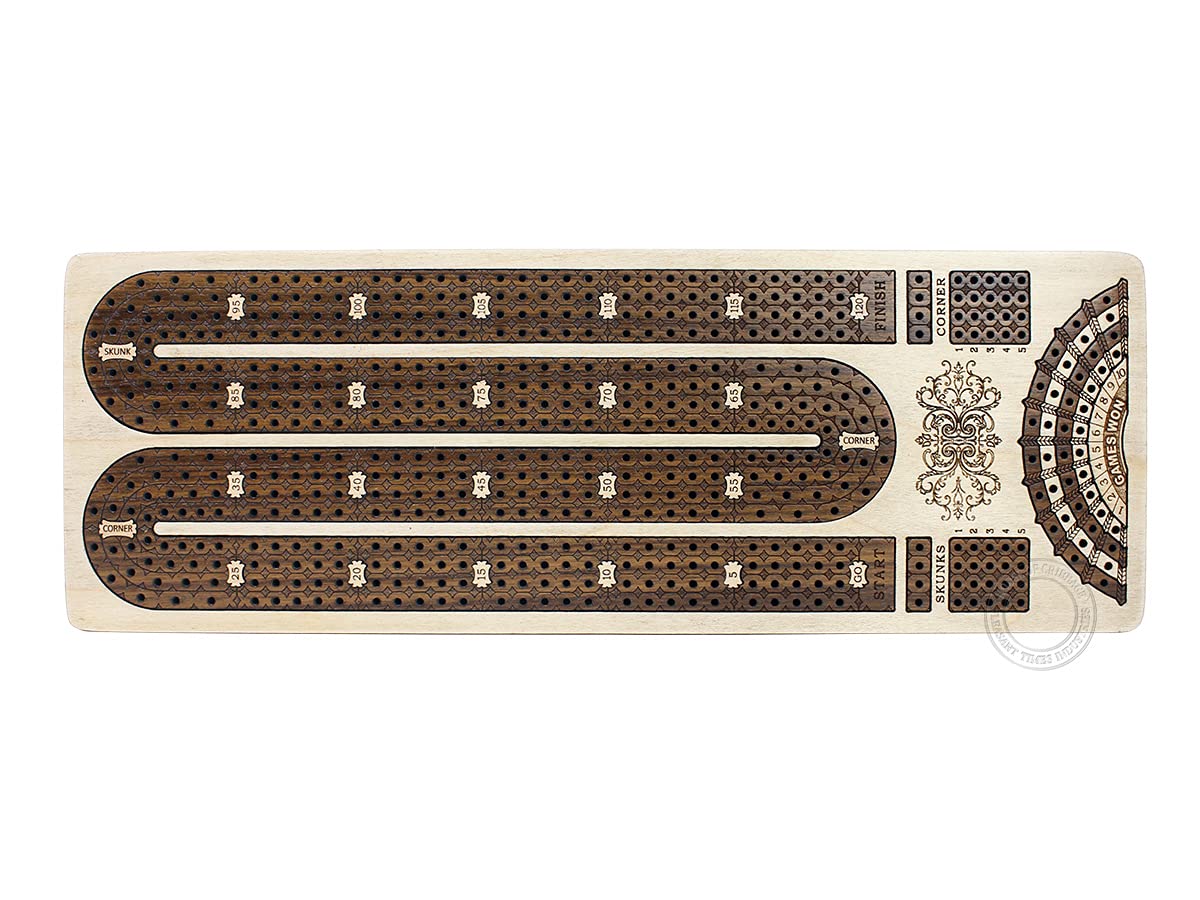 Premium Continuous Cribbage Board with 4 Inlaid Tracks - Handcrafted Maple/Teak Wood with Peg Storage Drawer & Score Marking Fields | Perfect for Family Game Nights, Travel, and Card Game Enthusiasts | Ideal for Home Entertainment, Camping Trips, and Gift Giving | Great for Parties, Holidays, and Competitive Play