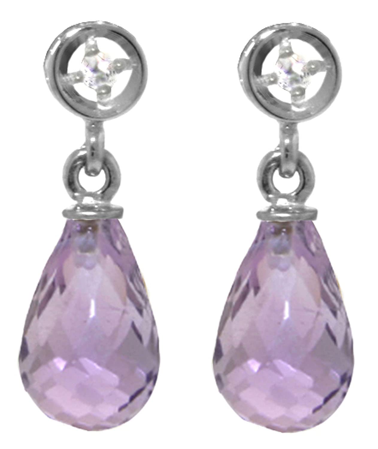 14K Solid Gold Earrings with Diamonds & Amethysts | Galaxy Gold GG | Elegant Jewelry for Women | Perfect for Weddings, Parties & Special Occasions