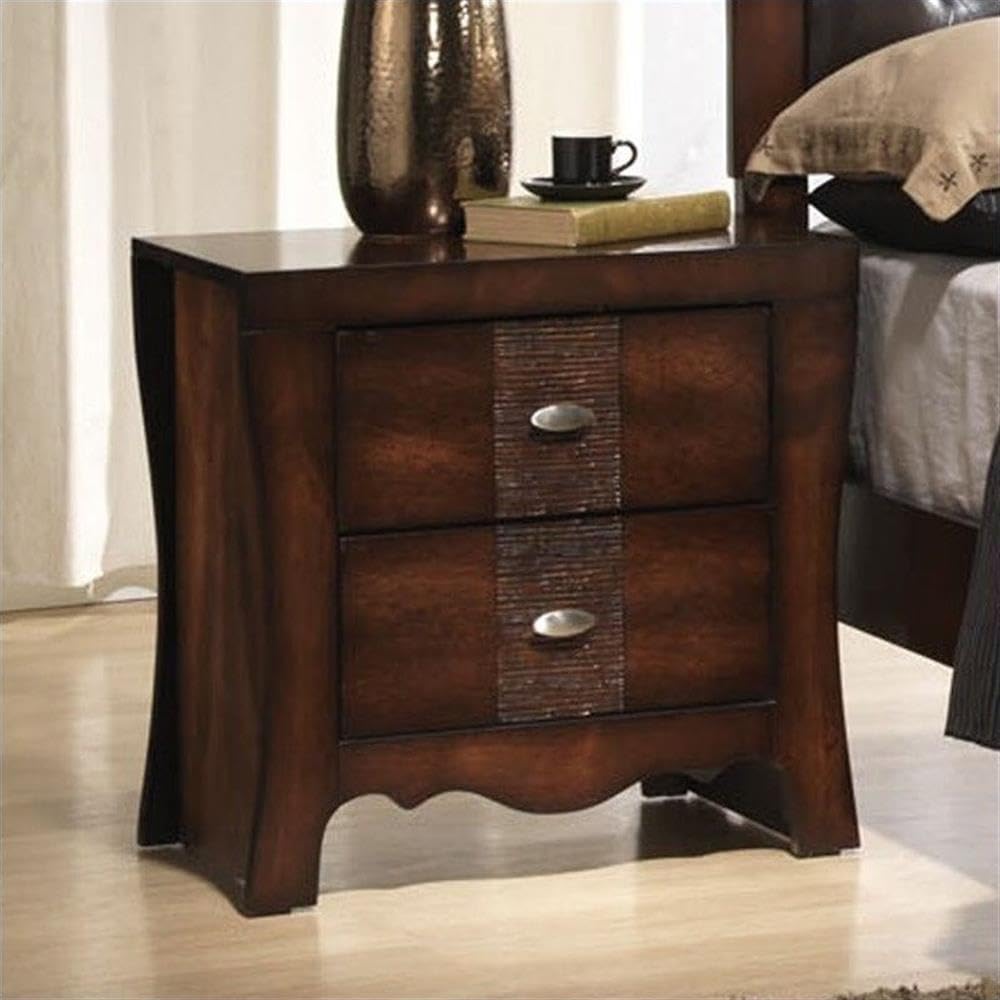 BOWERY HILL 2-Drawer Nightstand in Espresso Finish - Modern Bedside Table for Bedroom, Living Room & Guest Room Storage