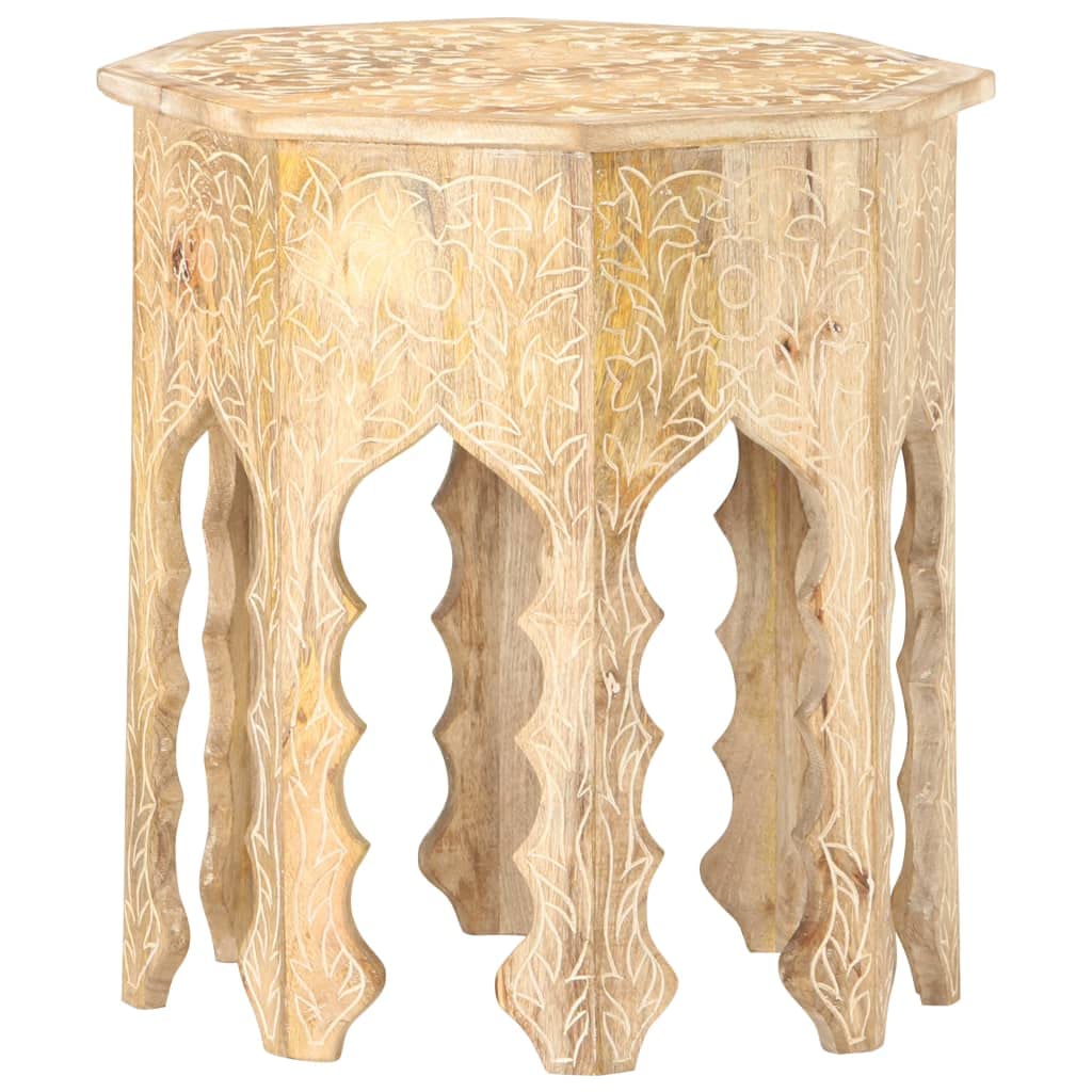 CHARMMA 18.9 Inch Solid Mango Wood Side Table - 9.74KG - Modern End Table for Living Room, Bedroom & Office - Sturdy Coffee Table Accent Furniture