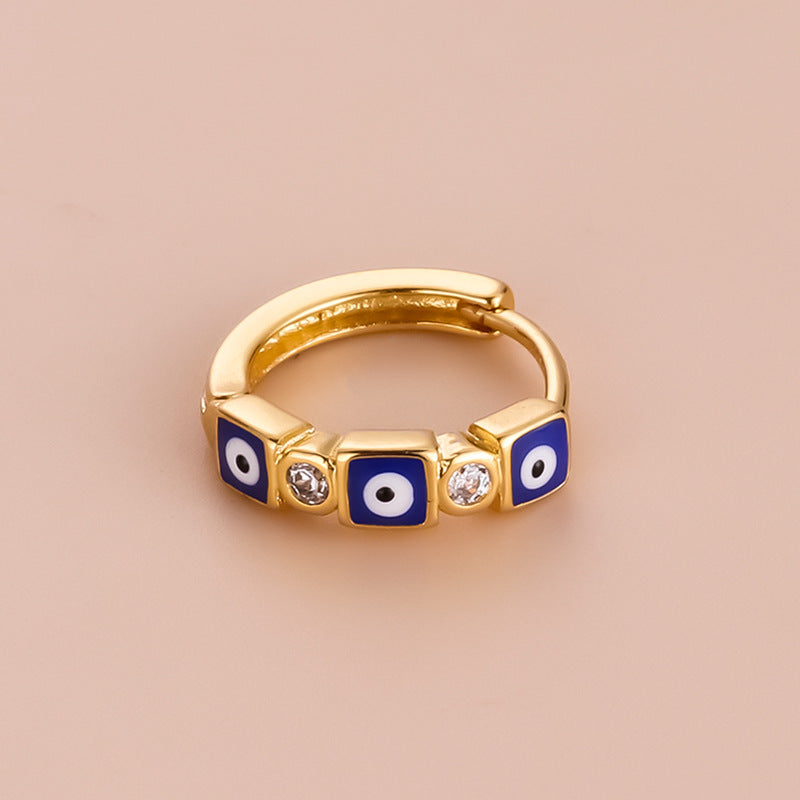 18K Gold Cartilage Hoop Earrings - Bohemian Evil Eye Earrings for Women | Perfect for Everyday Wear, Parties & Gifts | HSPJ751