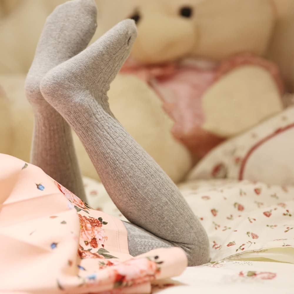 TechCity Girls' Cotton Cable Knit Tights & Seamless Leggings for Toddlers 2-14 Years - Soft Pantyhose, Warm Stockings for School, Play & Winter Outfits