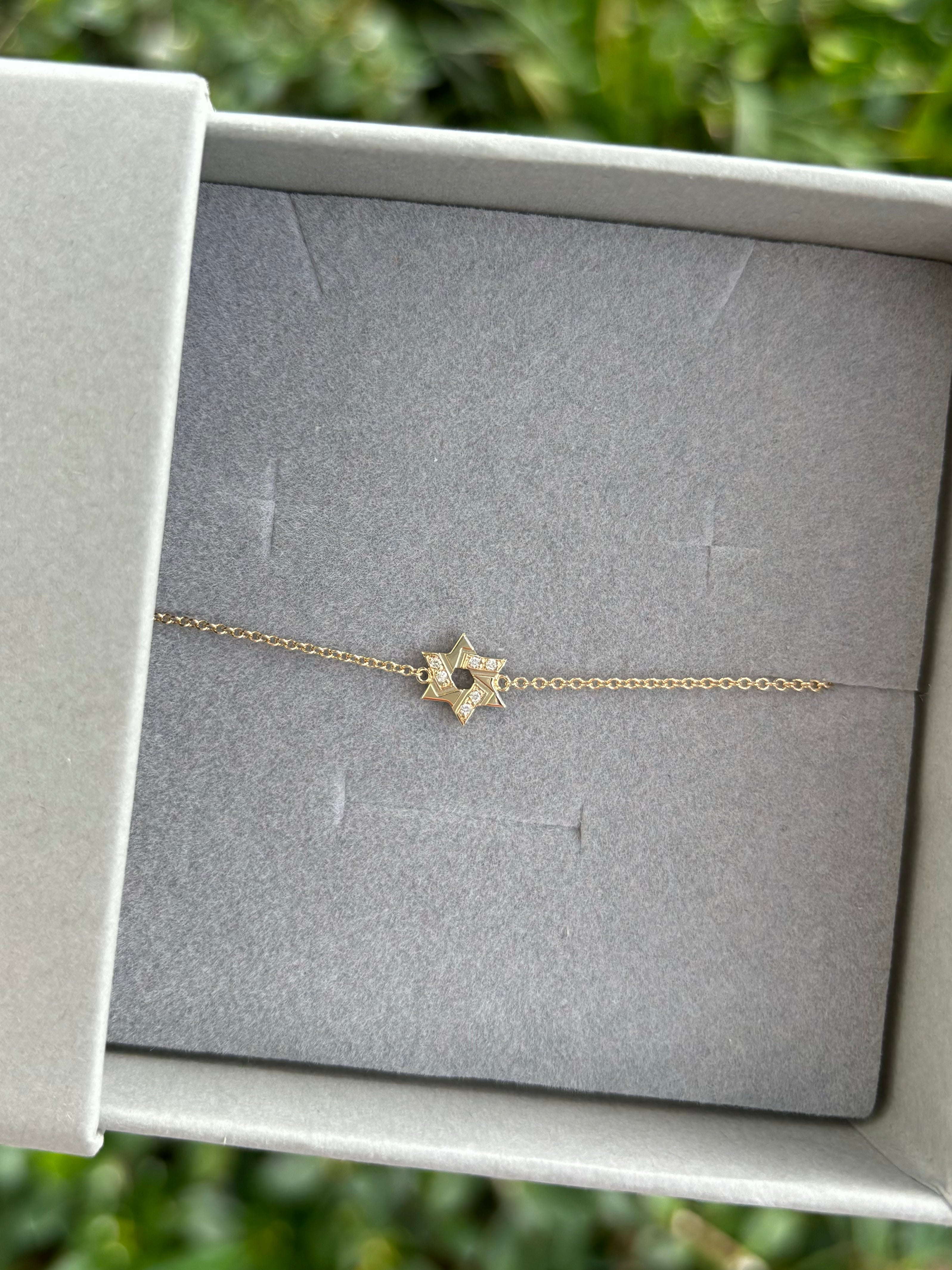 Jamie & Gold Jewish Star Bracelet - Elegant Sterling Silver Star of David Charm Bracelet for Women - Perfect for Hanukkah, Bat Mitzvah & Everyday Wear
