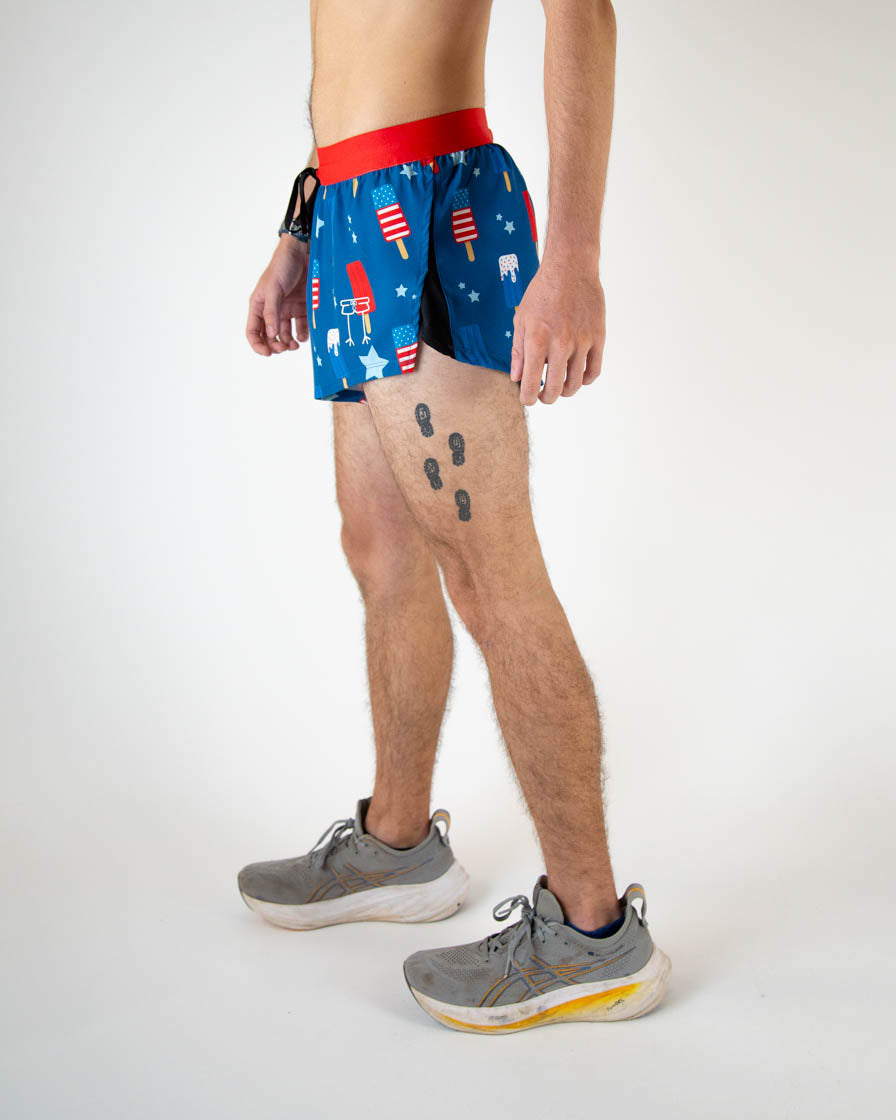 Men's USA Popsicles 2 DS Split Running Shorts - Lightweight Athletic Shorts for Training, Jogging & Gym Workouts
