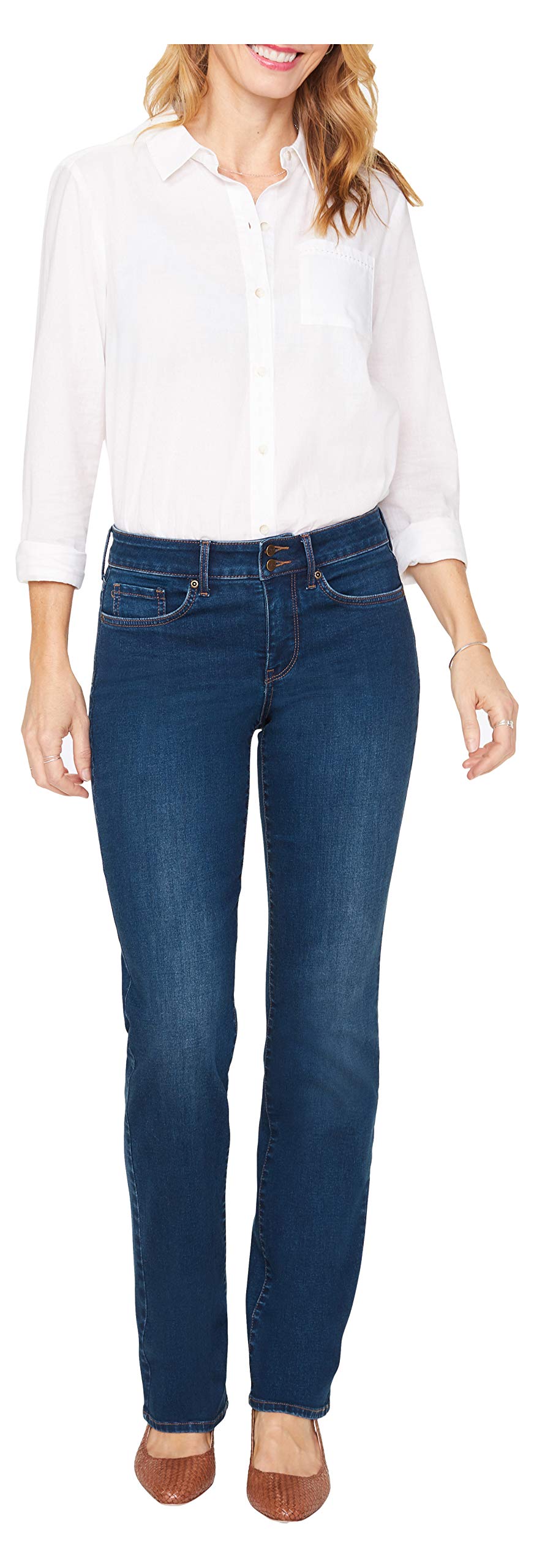 NYDJ Women's Marilyn Straight Leg Jeans - High Waist Slim Fit Stretch Denim Pants for Work, Casual & Everyday Wear