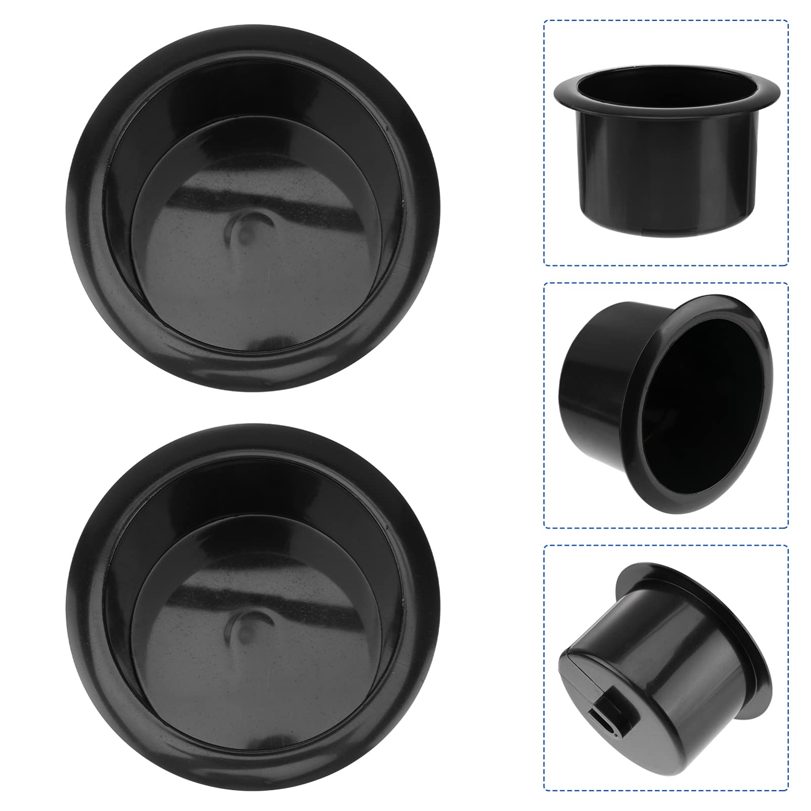Housoutil 2 Pack Black Plastic Cup Holder Insert - Universal Replacement for Car, Sofa, Boat, Recliner & Poker Table - Perfect for Road Trips, Home Theater & Game Nights