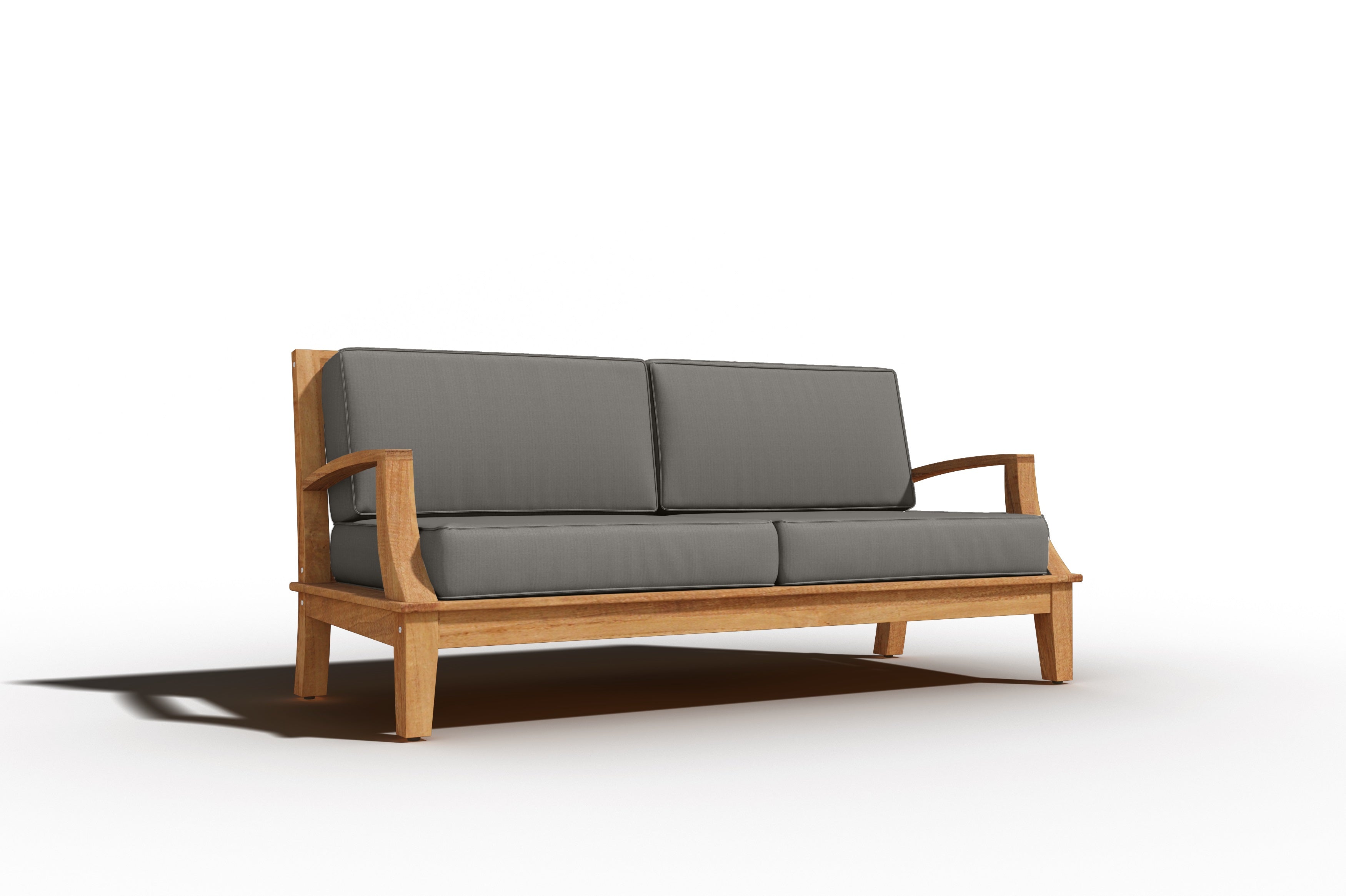 Eliane 3-Person Teak Outdoor Sofa with Sunbrella Charcoal Cushion - Waterproof Patio Furniture for Garden, Poolside & Backyard Relaxation