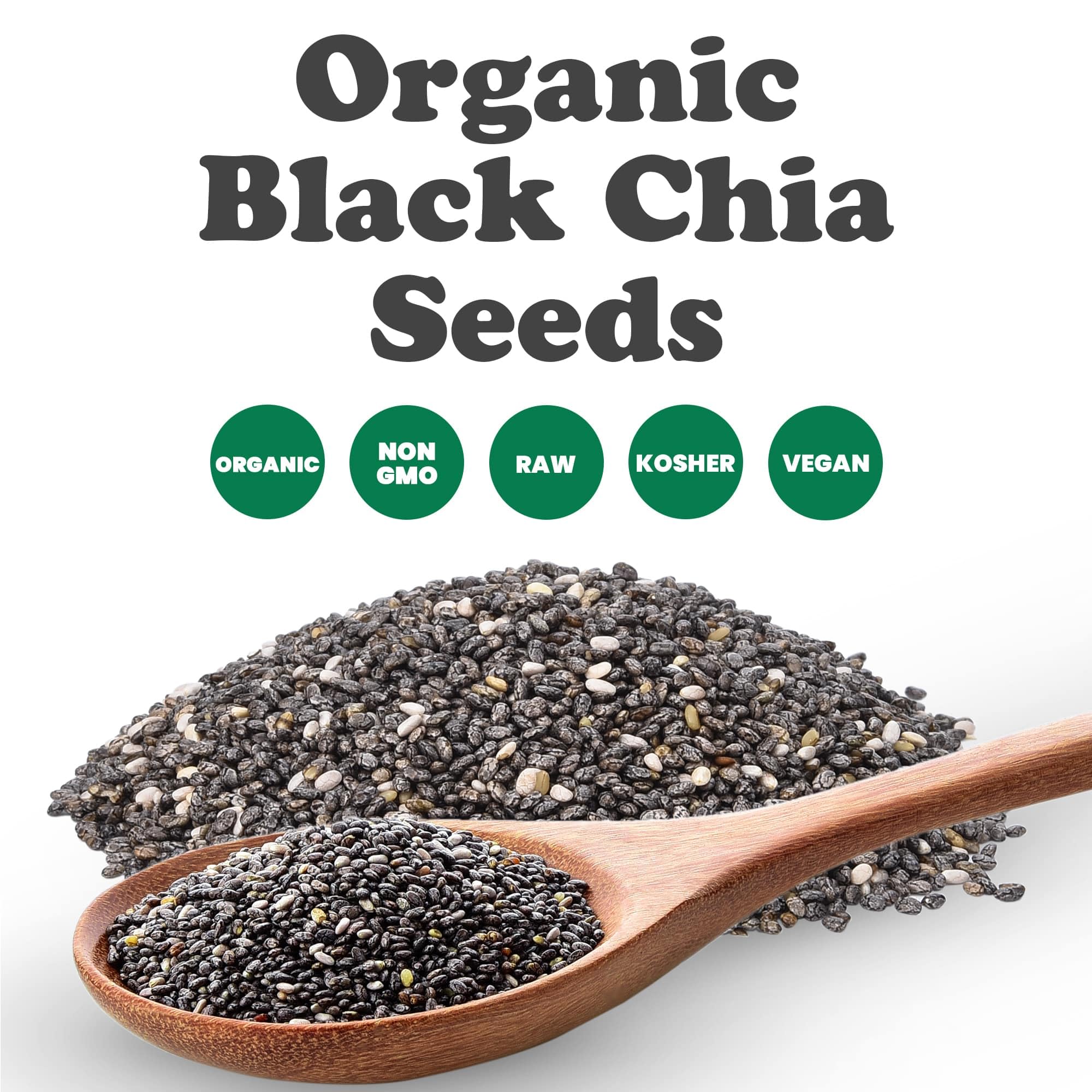 Organic Black Chia Seeds - Non-GMO, Whole, Sproutable, Vegan, Kosher, Keto & Sirtfood Friendly - 2.5 Pound Bulk Bag | Rich in Omega-3, Fiber & Protein | Perfect for Smoothies, Baking & Healthy Snacks