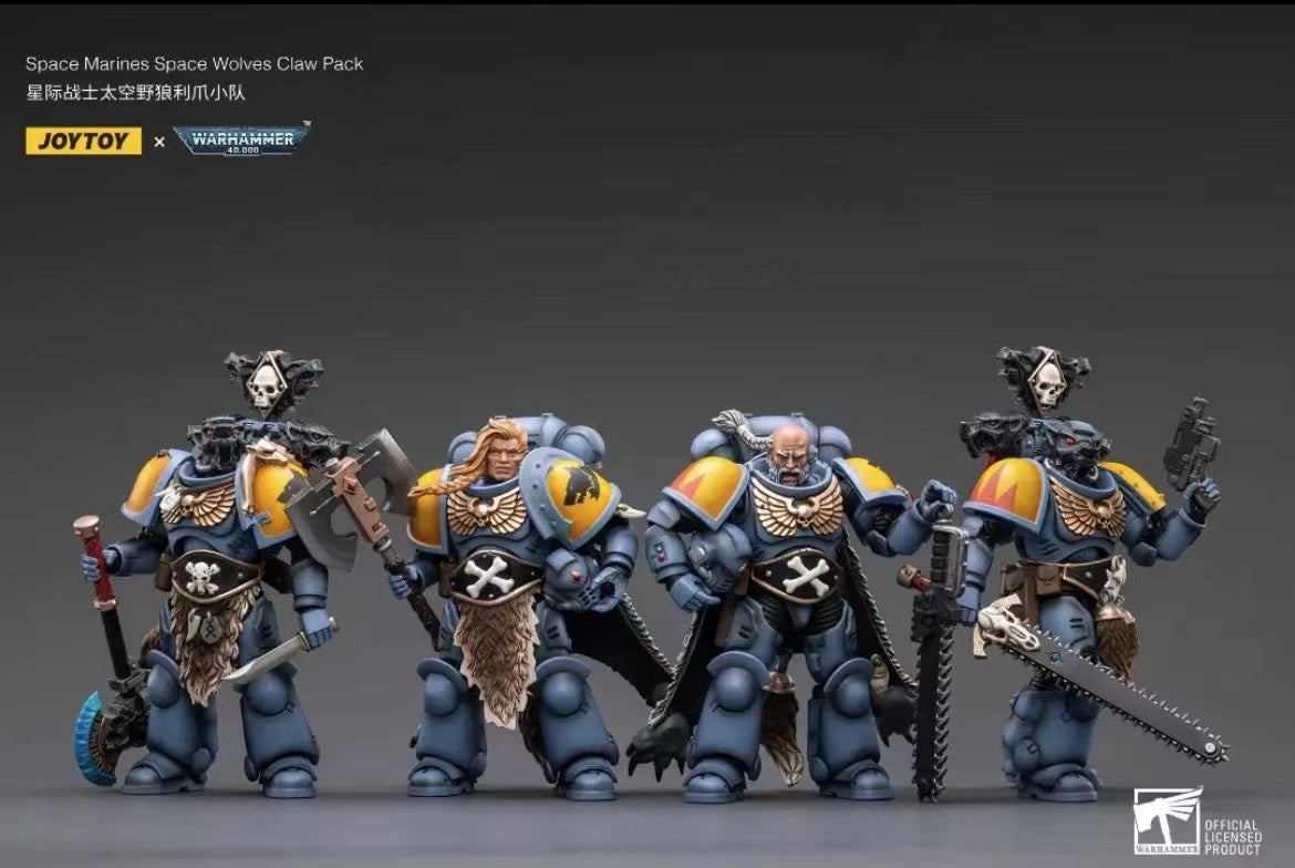 1/18 JOYTOY Warhammer 40K Space Marine Wolves Claw Action Figure Set (4PCS) - Perfect for Collectors, Tabletop Gaming & Display