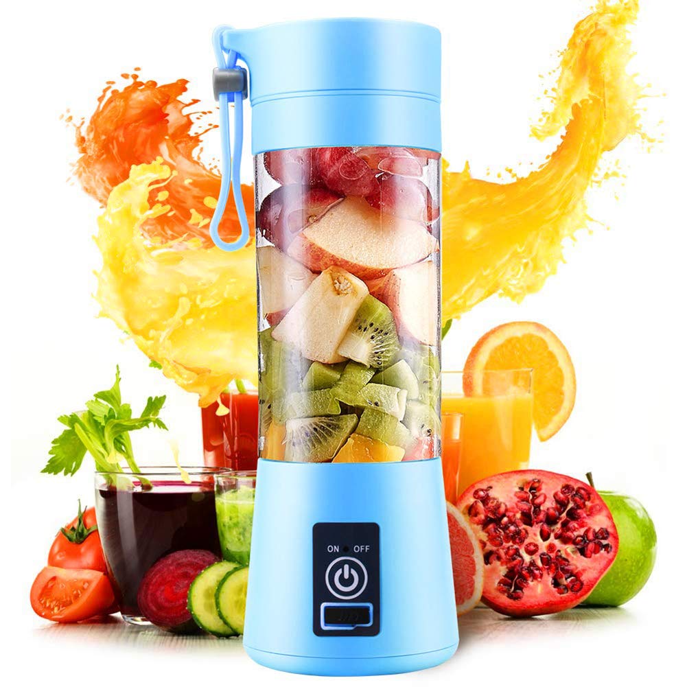 Portable USB Rechargeable 4-Blade Electric Juice Blender for Fruits & Vegetables - Perfect for Smoothies, Shakes & Healthy Drinks at Home, Office or Travel