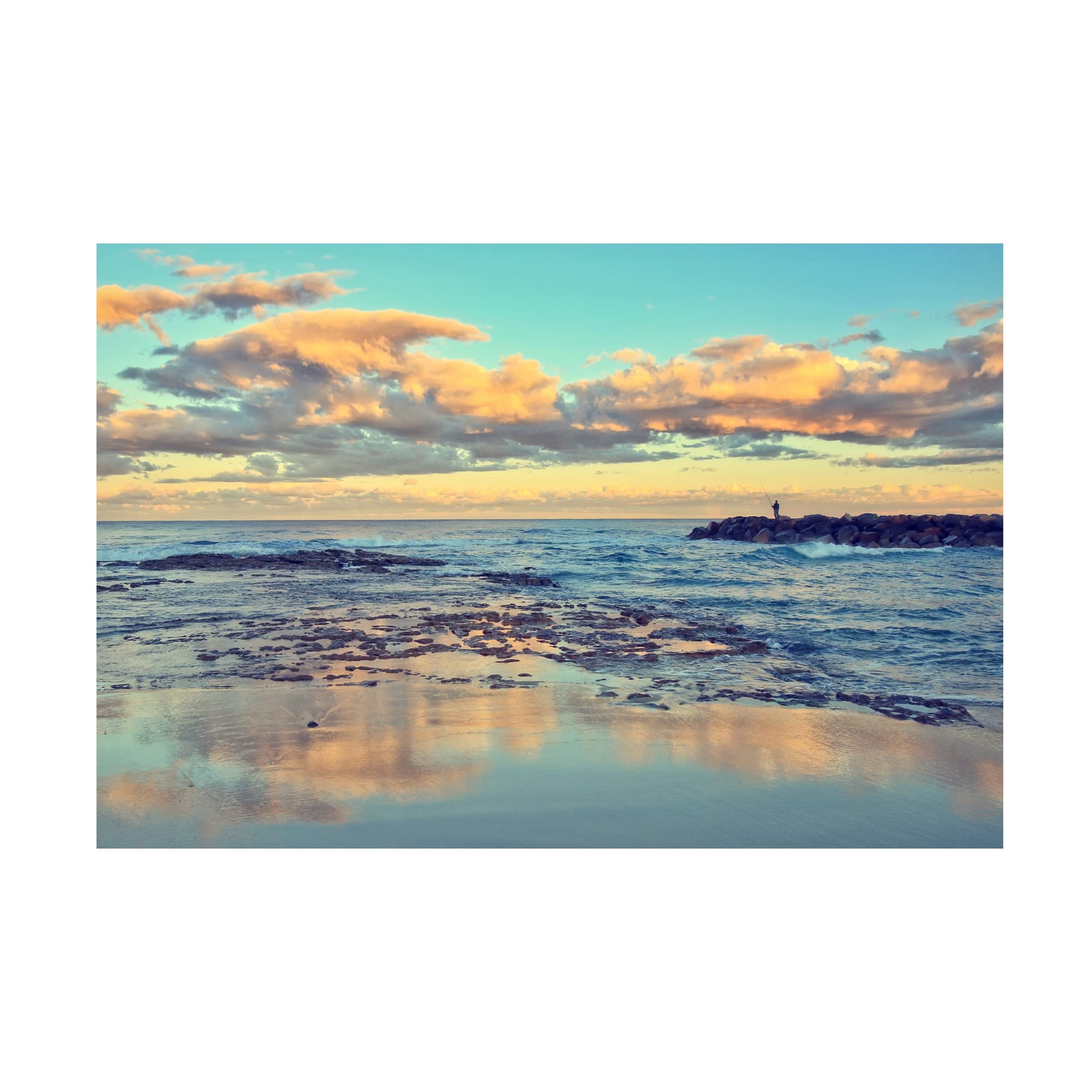 Trademark Fine Art 'Sunset Catch' Canvas Wall Art Print by Beata Czyzowska Young - Coastal Beach Sunset Painting for Living Room, Bedroom & Office Decor