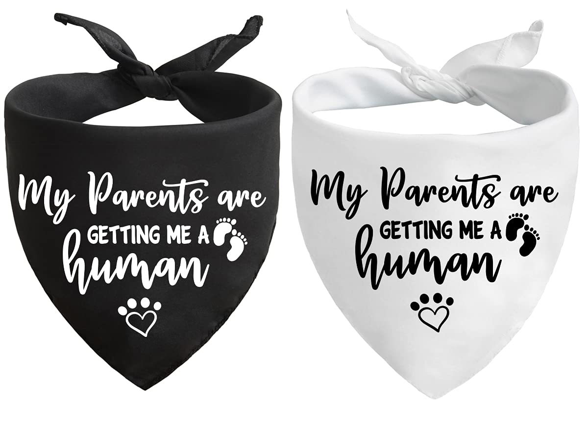 Pregnancy Announcement Dog Bandana - Gender Reveal Photo Prop Pet Scarf for Dogs - Funny Pet Accessories for Dog Lovers (Pack of 2) - Perfect for Gender Reveal Parties, Maternity Photoshoots & Pet Celebrations