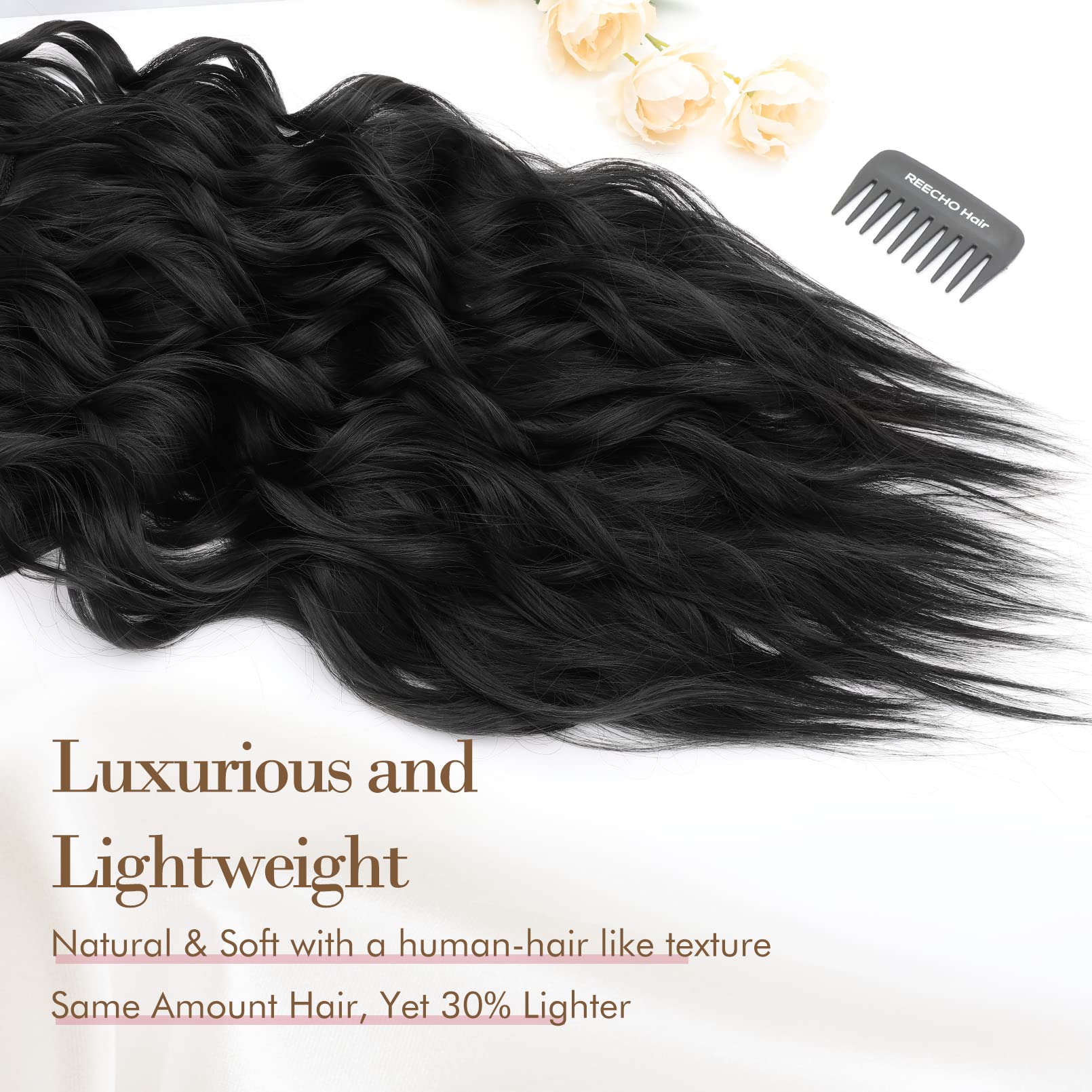 4PCS Clip-in Synthetic Hair Extensions - Long & Thick Hair Extensions for Women - Perfect for Parties, Weddings & Everyday Styling