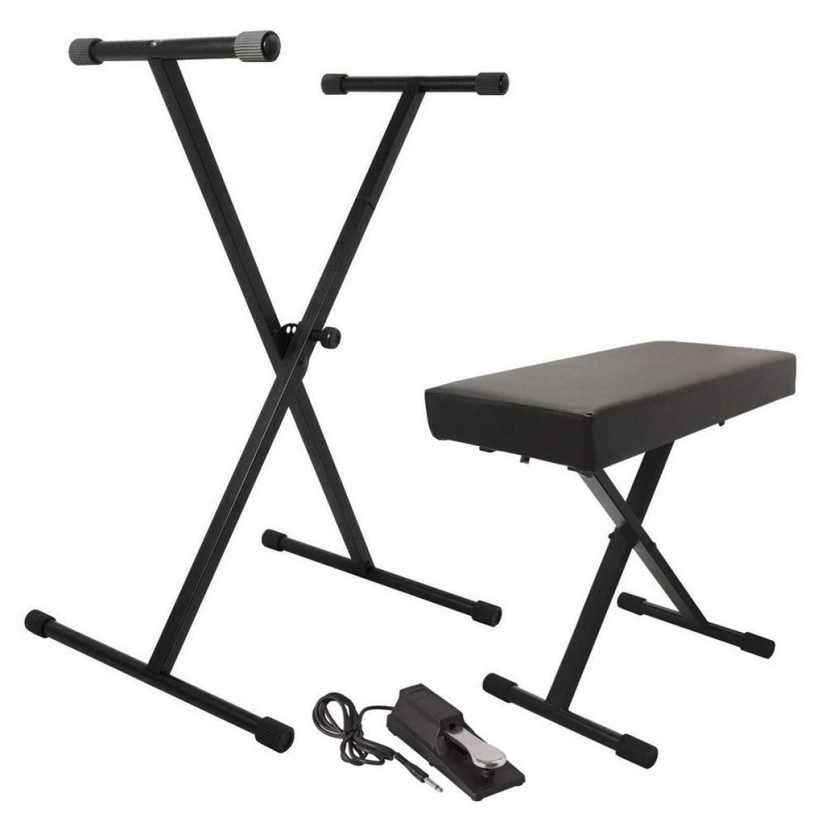 On Stage Stands KSP100 Keyboard Stand & Bench Bundle with Sustain Pedal - Perfect for Home Studios, Live Performances & Music Practice
