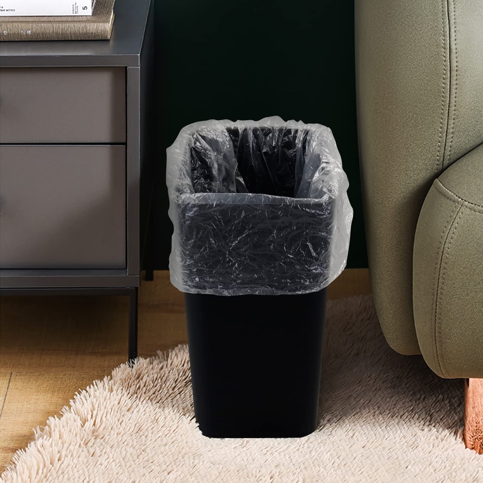 3-Pack Black 4.5 Gallon Trash Can Wastebasket with Lid, Heavy Duty Garbage Bin for Kitchen, Bathroom & Office - Odor Control & Space Saving Solution