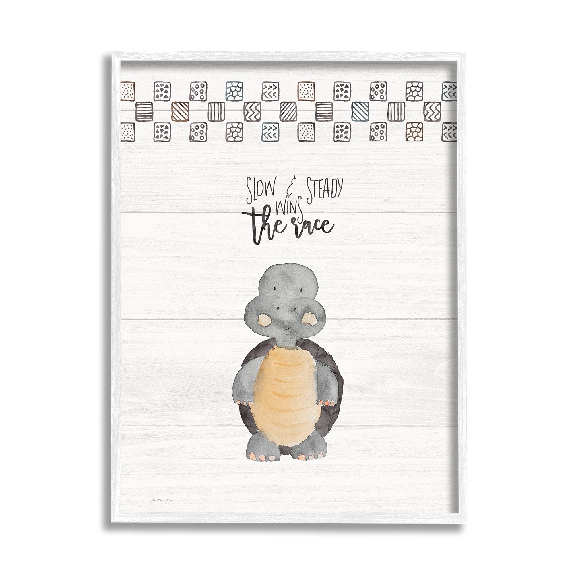 Stupell Industries Slow and Steady Wins the Race Turtle Wall Art - White Framed Home Decor 16
