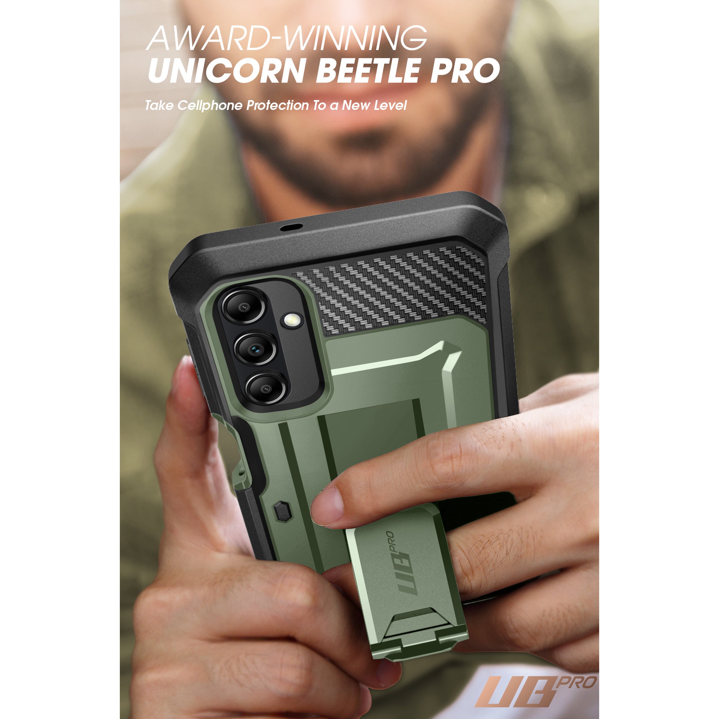 Samsung Galaxy A14 Unicorn Beetle Pro Rugged Holster Case - Heavy Duty Protective Cover with Belt Clip, Dark Green - Perfect for Construction, Outdoor Work & Extreme Sports