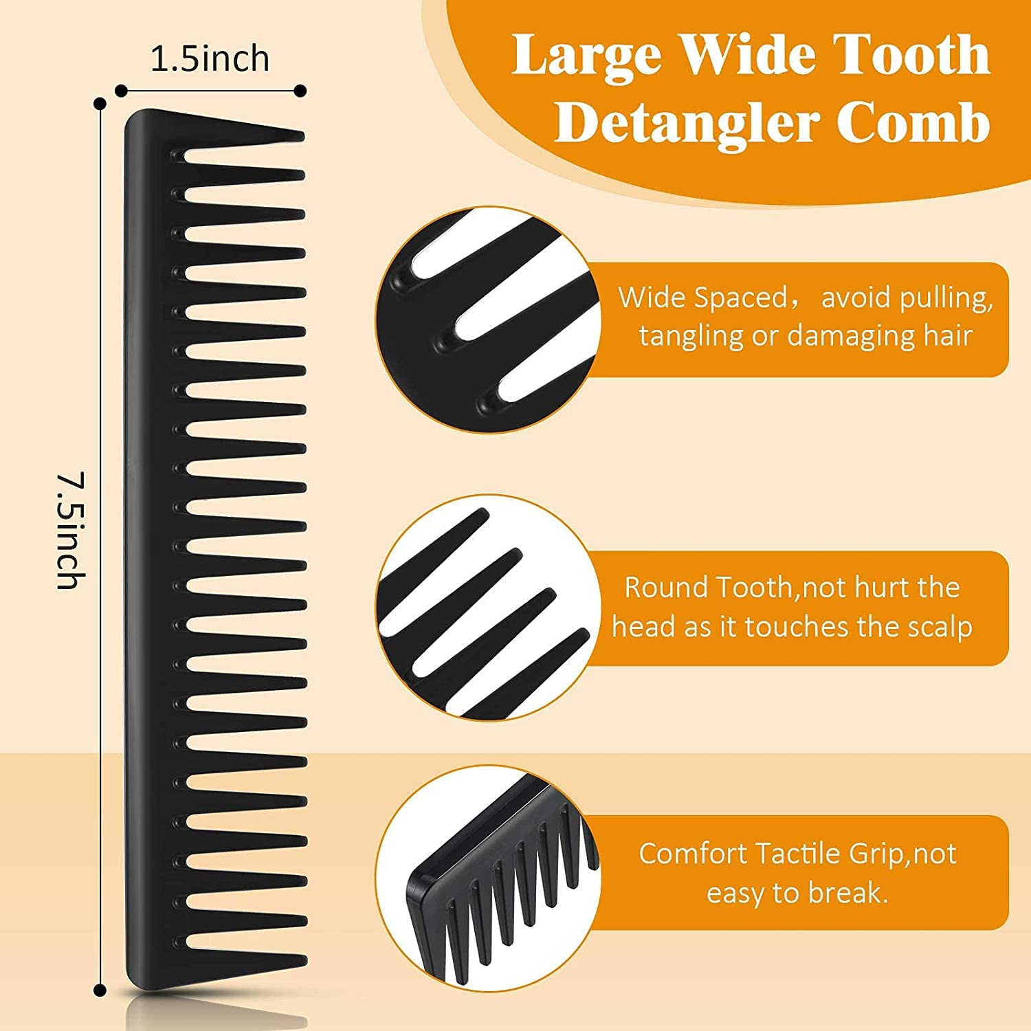 Professional Matte Black Carbon Fiber Hair Comb Set for Men - 3 Pack Barber Salon Styling Comb for Grooming, Beards & Mustaches - Perfect for Home, Salon & Travel Use