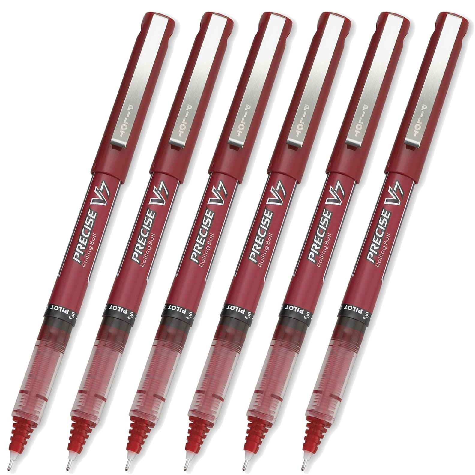 Pilot Precise V7 Stick Rolling Ball Pens - Fine Point 0.7mm Red Ink - 6-Pack (35352) - Perfect for Office Work, School Notes & Everyday Writing Tasks