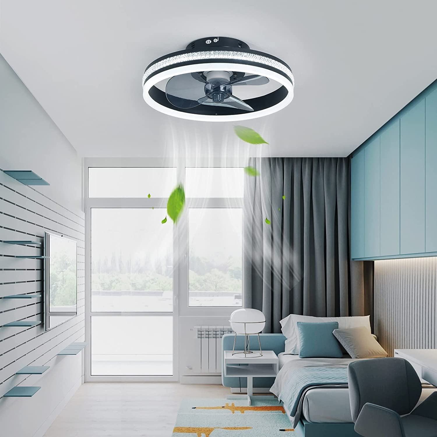 Modern LED Dimmable Ceiling Fan with Light - Remote Control & Timer, Gold/Black Finish - Perfect for Living Room, Bedroom, Kitchen & Dining Room - Energy Efficient Cooling & Ambient Lighting Solution