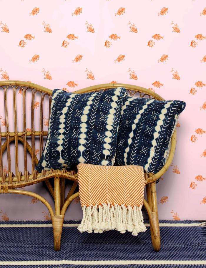 Nathan Turner Pink 'Goldfish' Wallpaper - Elegant Floral Peel and Stick Wallpaper for Bedroom, Living Room, and Nursery Decor