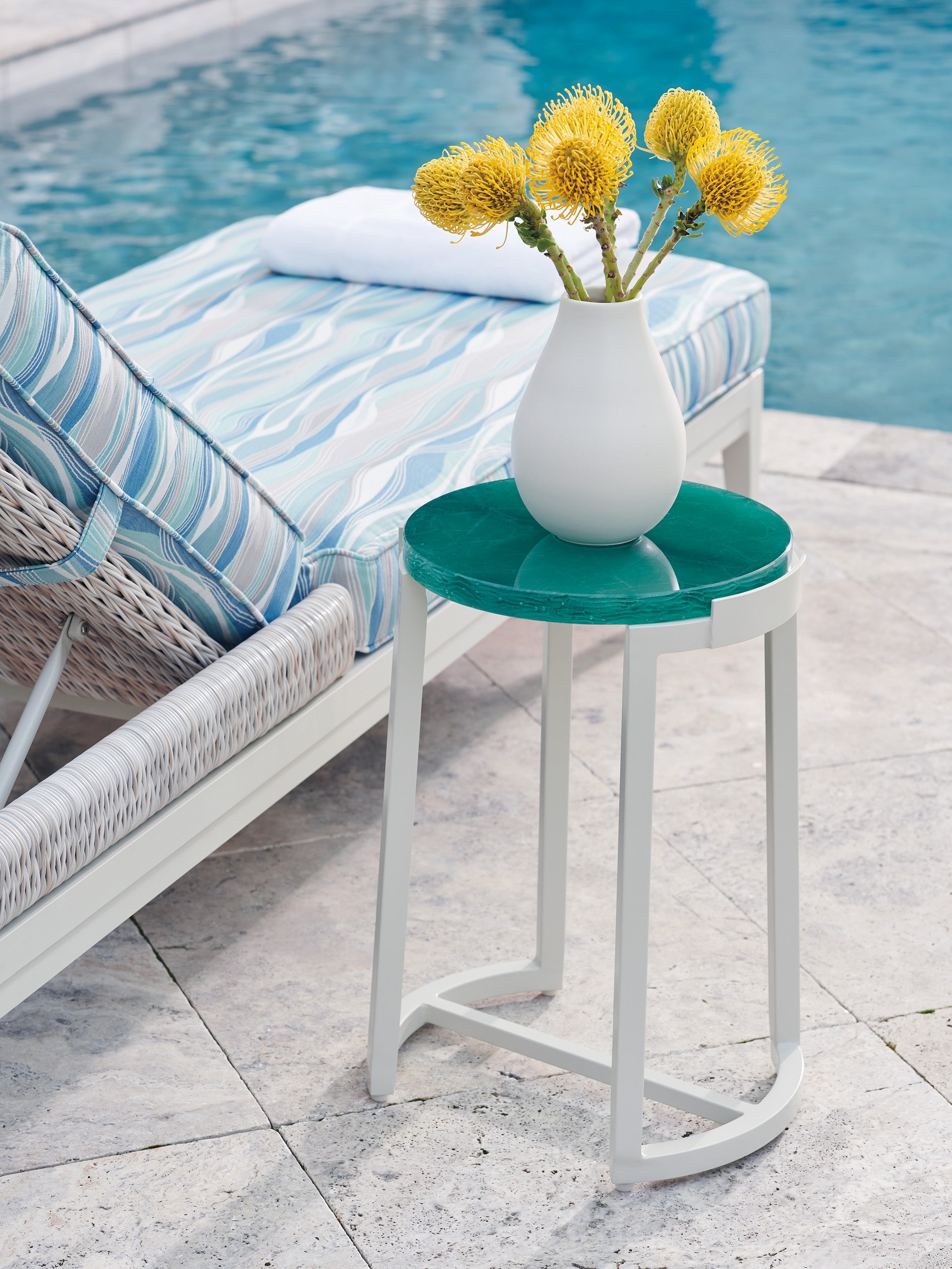 Elegant Ivory Accent Table - Small Side Table for Living Room, Bedroom, or Entryway Decor