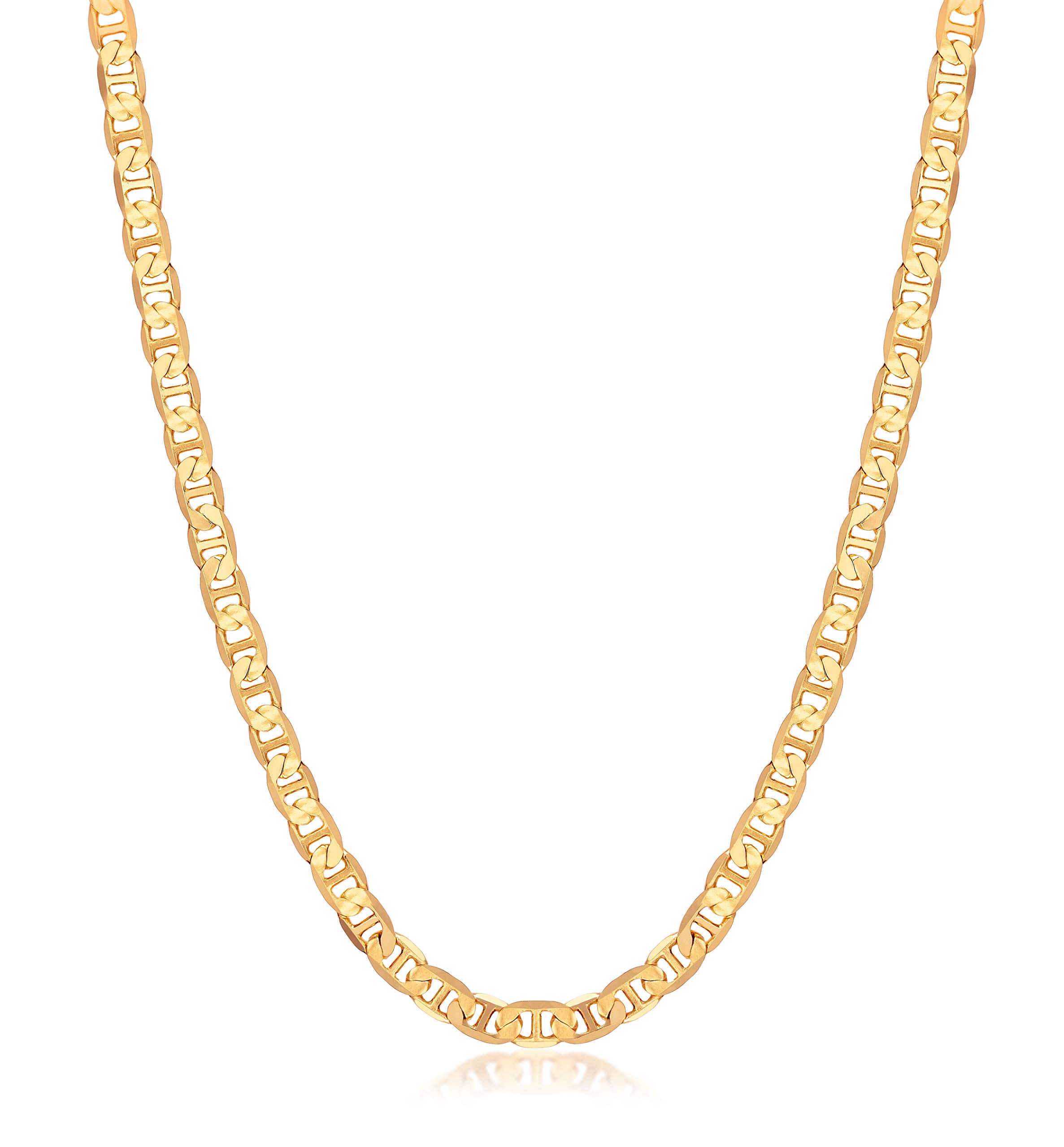 18K Gold Plated Mariner Chain Necklace for Women - Flat Marina Link Necklace | Elegant Layered Jewelry for Daily Wear, Date Night & Special Occasions