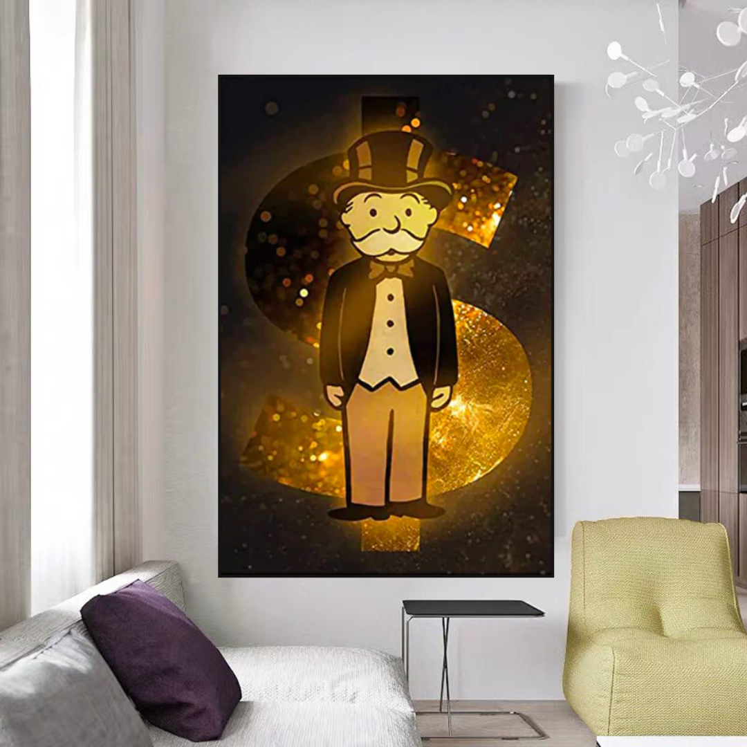 Alec Monopoly Man Gold Figurine - Unique Collectible Art Piece for Home Decor, Office Display & Pop Culture Enthusiasts