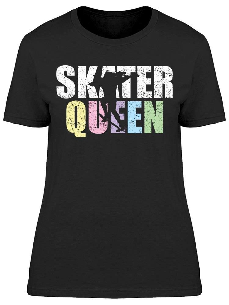 Skater Queen Women's Graphic T-Shirt - Trendy Black Cotton Tee for Casual Wear, Street Style & Skateboarding Outfits
