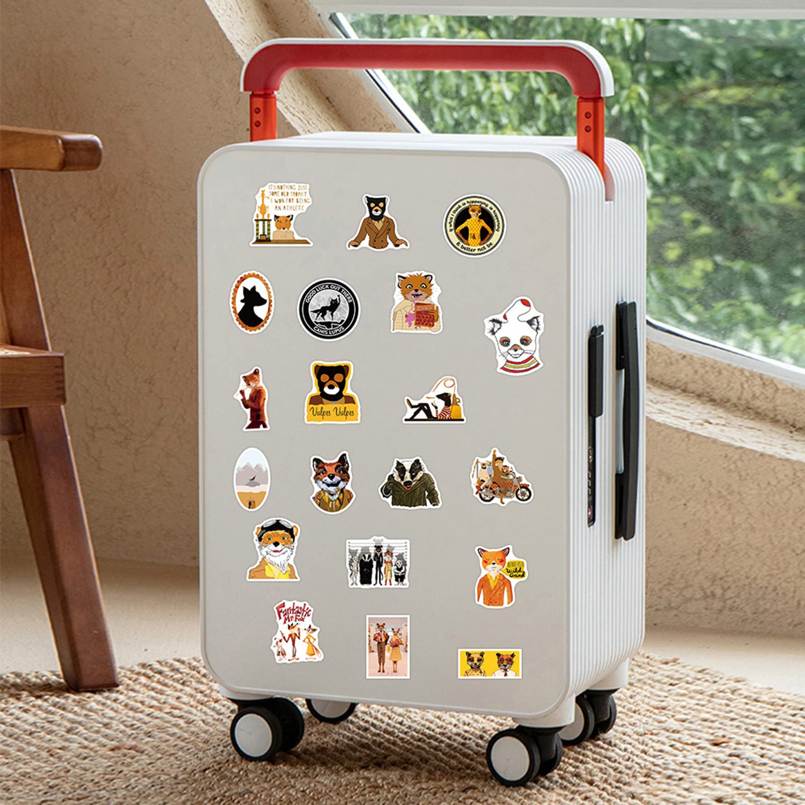 50pcs Cartoon Fantastic Mr. Fox Stickers - Waterproof Vinyl Decals for Teens, Laptop, Luggage, Skateboard, Water Bottle, Phone, Bike, Scrapbook & Car Decor - Cute Anime Movie Stickers for DIY Crafts & Gifts