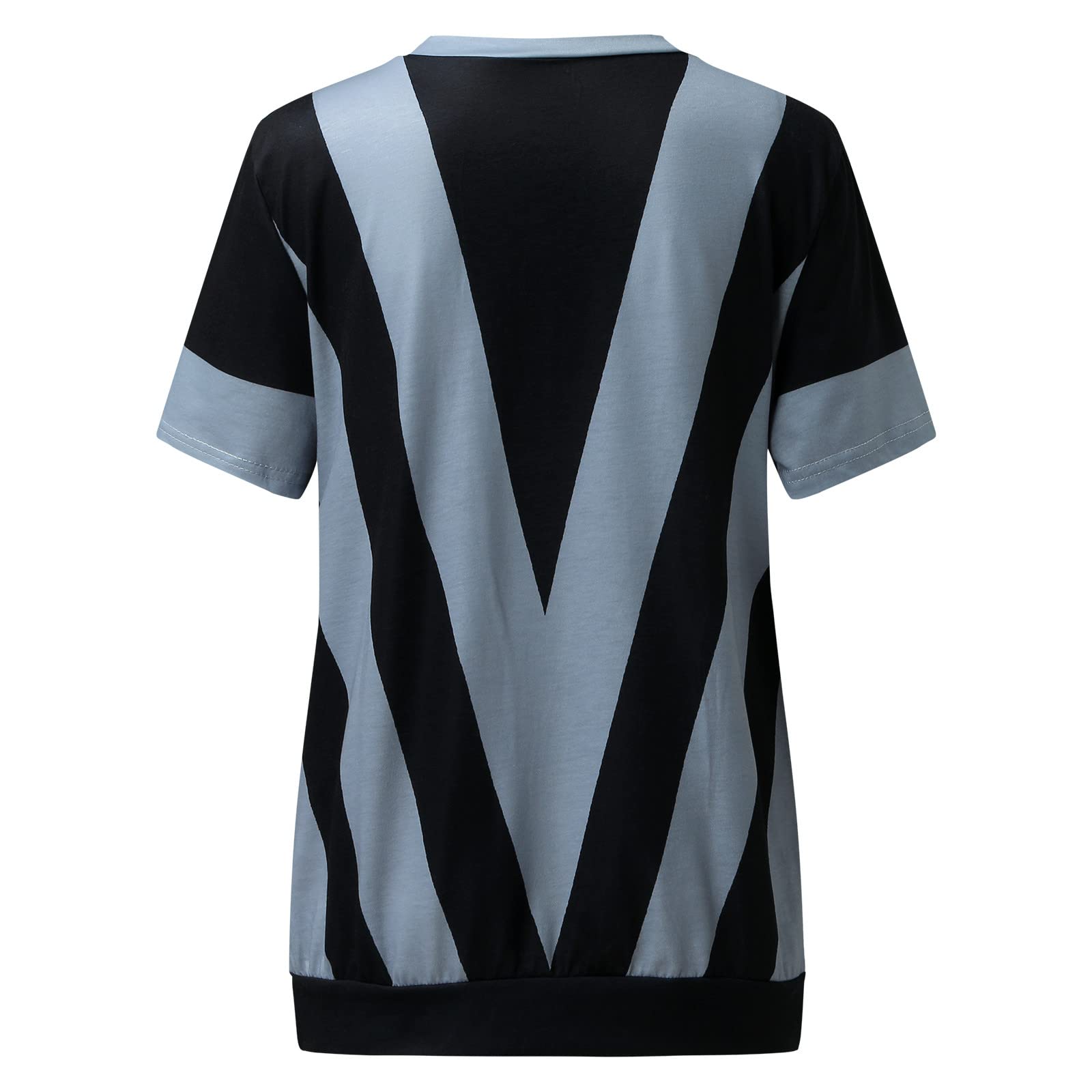 Women's Summer Casual Short Sleeve Blouse - Colorful Patchwork Striped Zipper T-Shirt | Quick Dry Fabric for Outdoor Activities, Beach Wear & Daily Fashion
