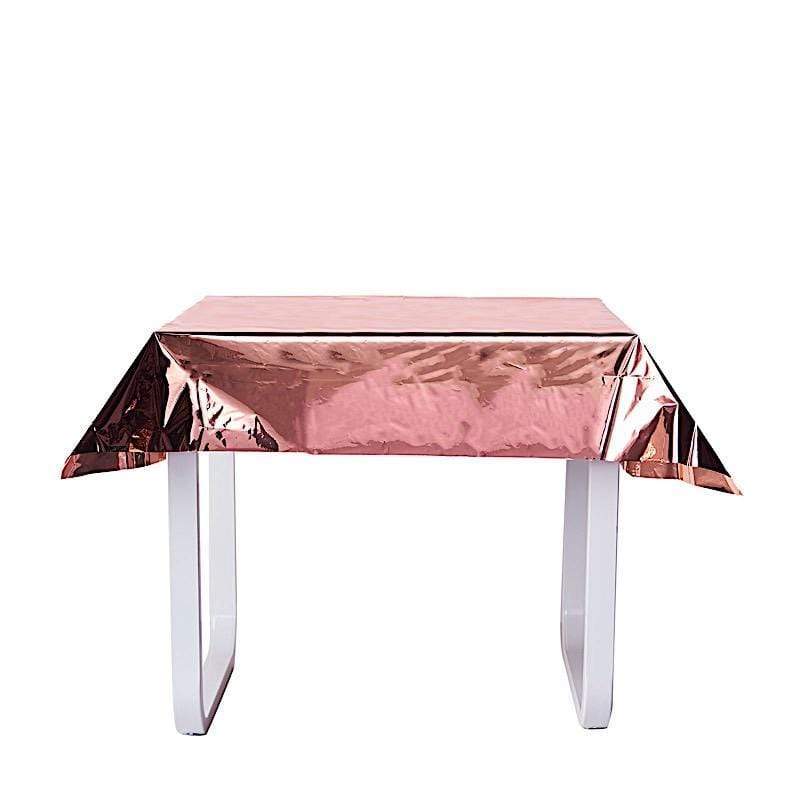 50 x 50 Inch Silver Metallic Disposable Plastic Tablecloths - Perfect for Parties, Weddings, and Events - Waterproof & Wrinkle-Free