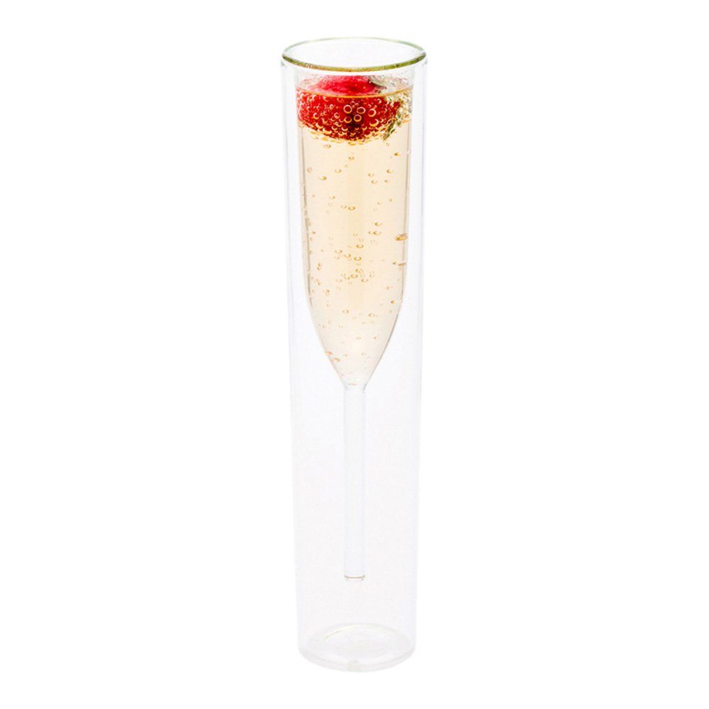 Restaurantware Forma 4 oz Clear Double Wall Champagne Flutes - Set of 10 Unbreakable Reusable Glass Drinking Cups with Rolled Rim for Sparkling Wine, Prosecco & Cocktails - Perfect for Weddings, Parties & Fine Dining