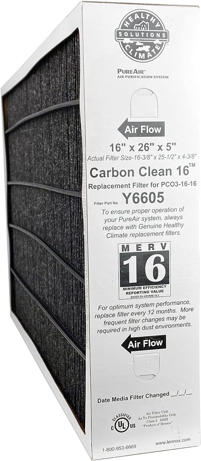 Lennox Y6605 Healthy Climate 16x26x5 MERV 16 PureAir 100908-11 Replacement Media for PCO3-16 Air Purifier – Perfect for Home, Office & Allergy Relief