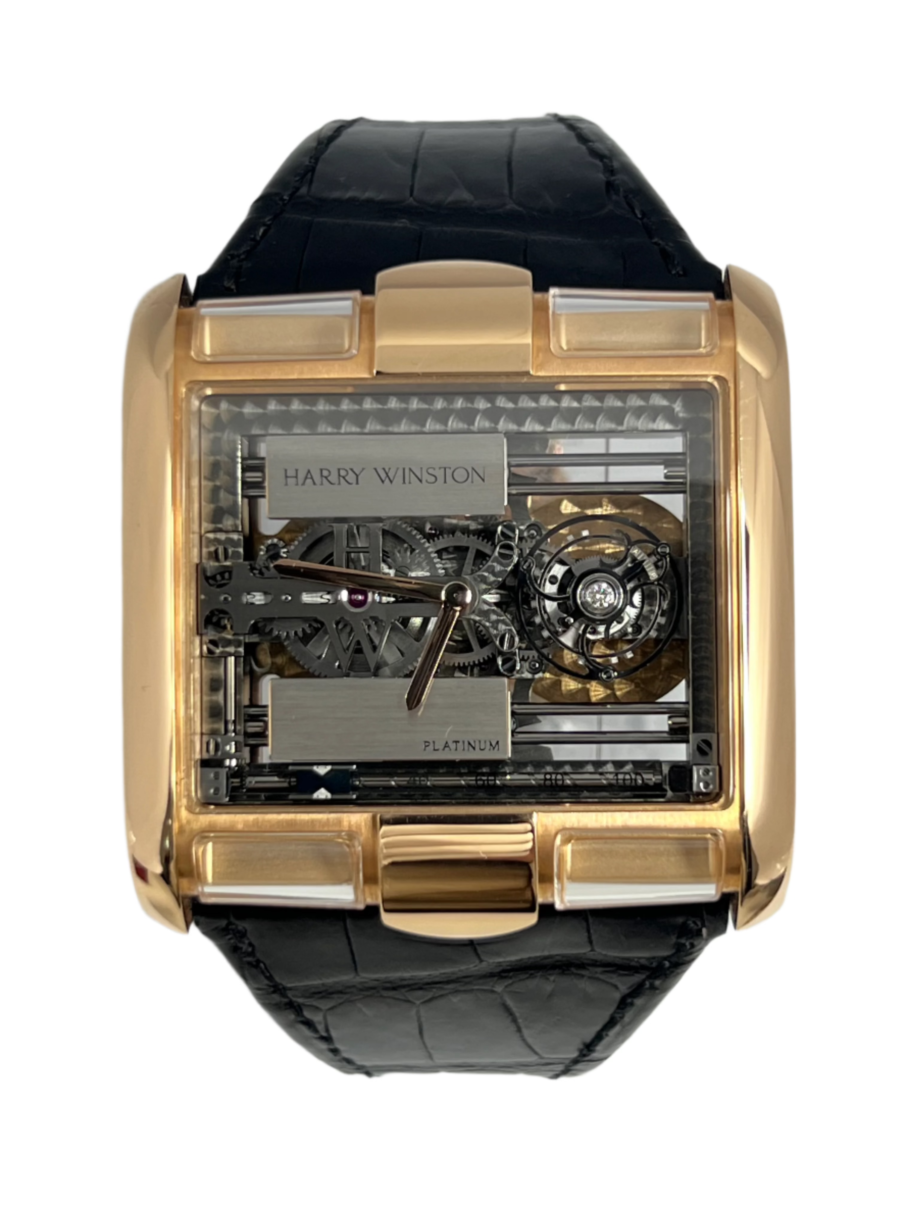 Harry Winston Histoire de Tourbillon Glissiere 18K Rose Gold Men's Luxury Watch - Elegant Timepiece for Business, Gala & Special Occasions
