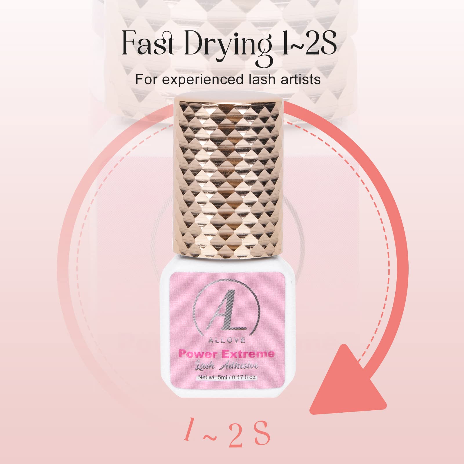 ALLOVE Professional Eyelash Extension Glue - Fast Drying in 1-2 Seconds, Lasts 7-8 Weeks, Waterproof & Long-Lasting - Perfect for Salon Professionals & DIY Lash Extensions at Home