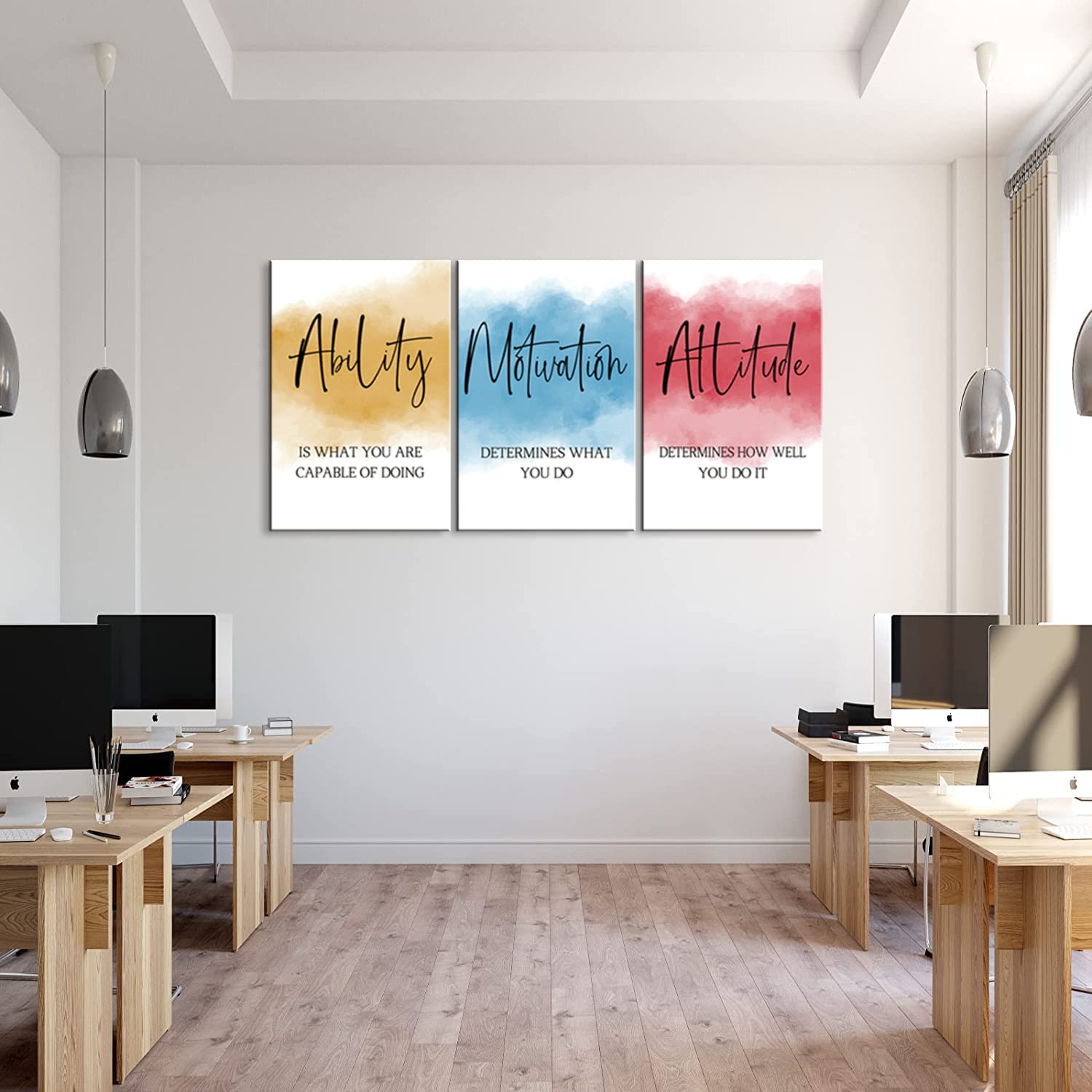 3 Piece Motivational Wall Art Set - Inspirational Quotes Canvas Prints for Office & Home Decor (20''Wx28''H) - Perfect for Workspace, Living Room & Bedroom Wall Decor