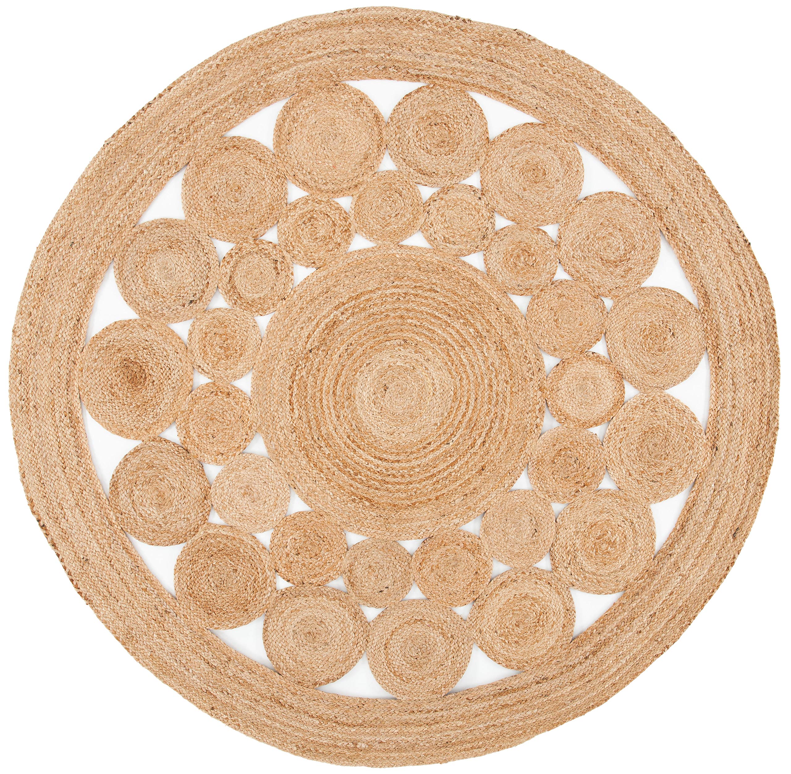 SAFAVIEH Handmade Natural Jute Area Rug 8' Round - Boho Country Charm, Eco-Friendly Fiber for Living Room, Bedroom & Nursery Decor