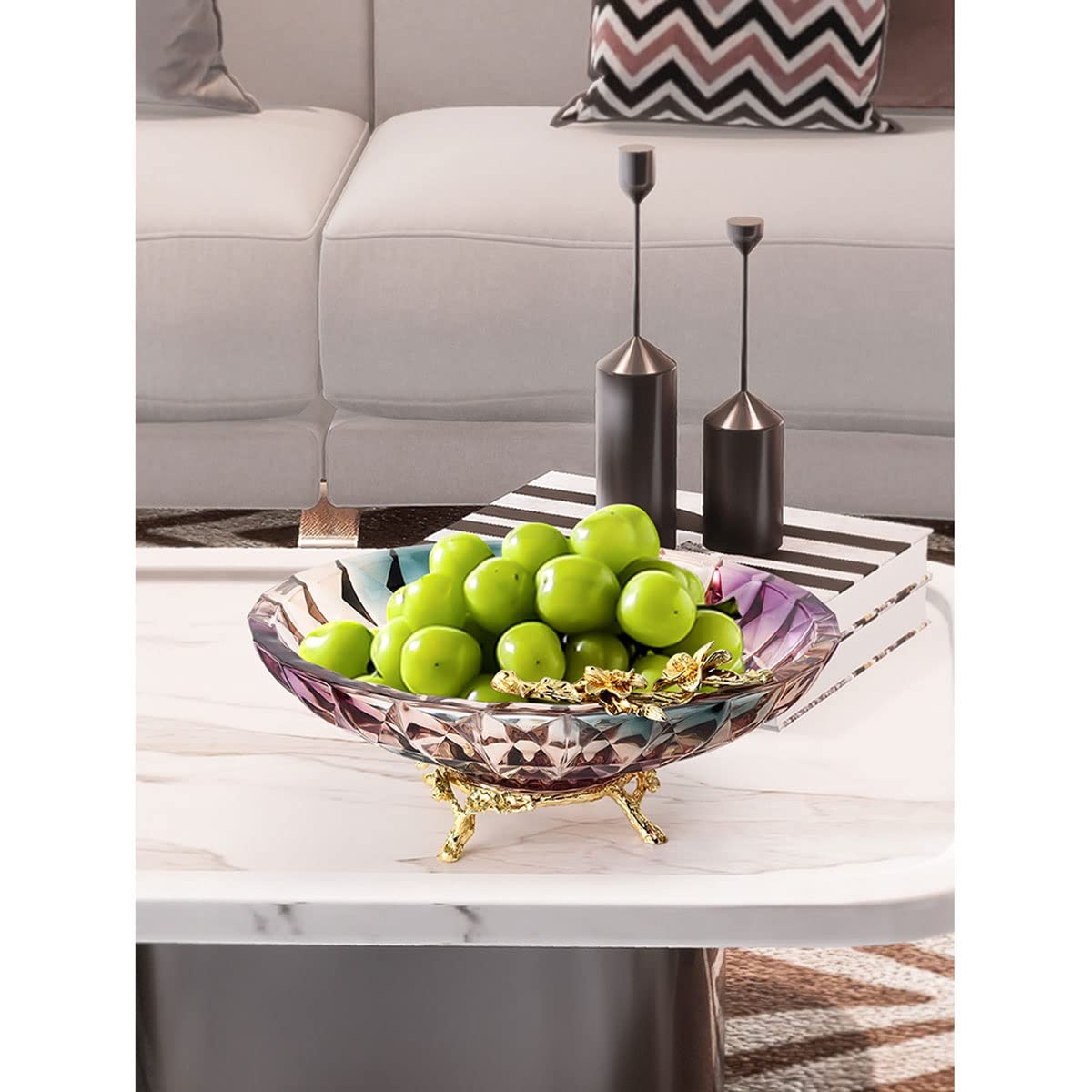 Crystal Glass Fruit Bowls - Elegant Serving Trays & Party Platters for Candy, Snacks, Desserts | Perfect for Weddings, Baby Showers & Holiday Centerpieces