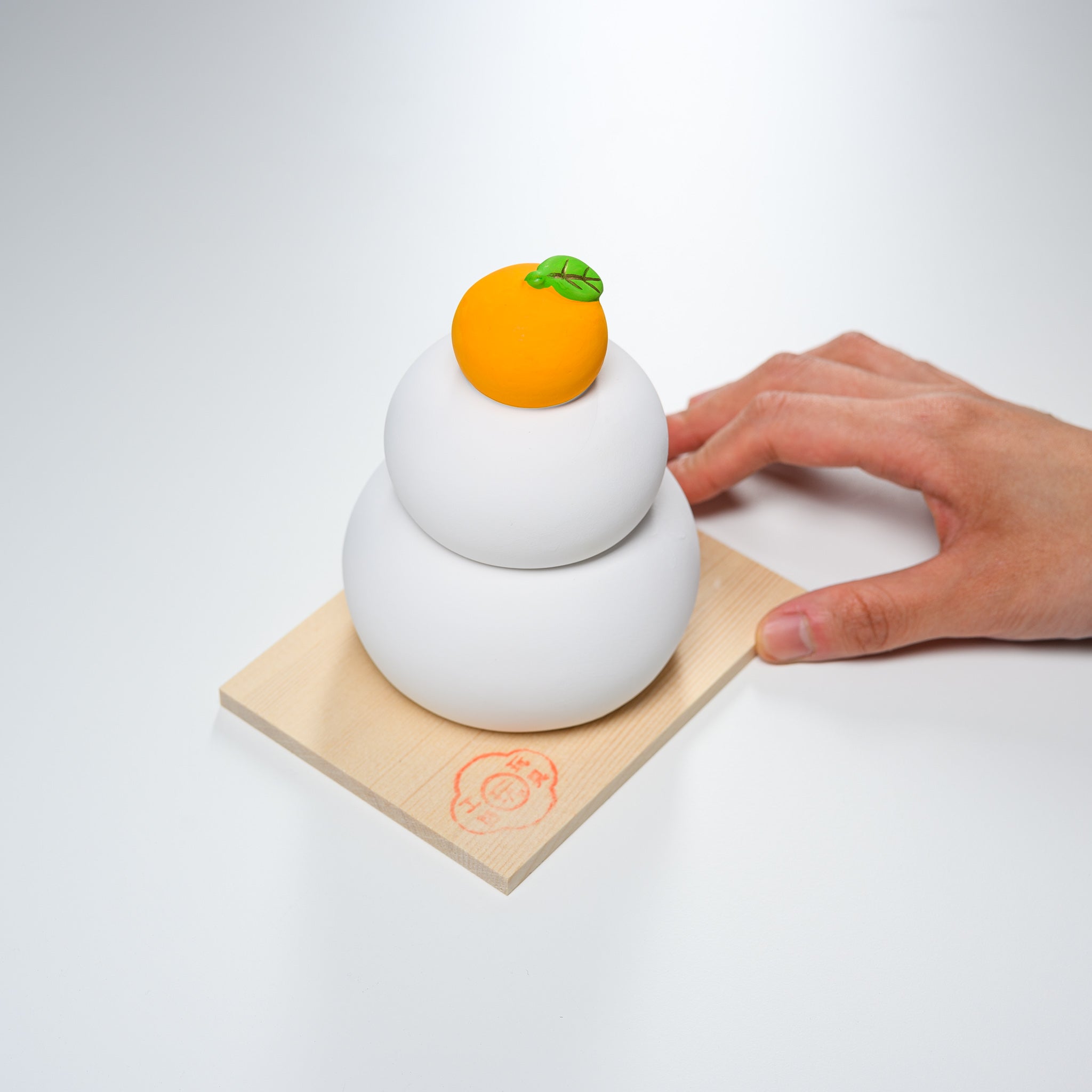 Seto Ware Lucky Ornament Kagami Mochi - Japanese New Year Decorative Rice Cake for Good Fortune | Traditional Home & Office Decoration