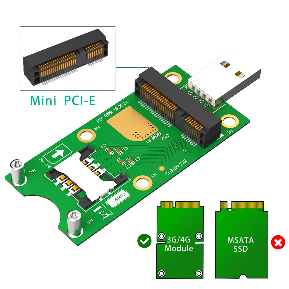 Mini PCIe to USB Adapter with SIM Card Slot - WWAN/LTE Module Converter for Laptops & Industrial PCs | Perfect for Remote Work & Mobile Internet Connectivity