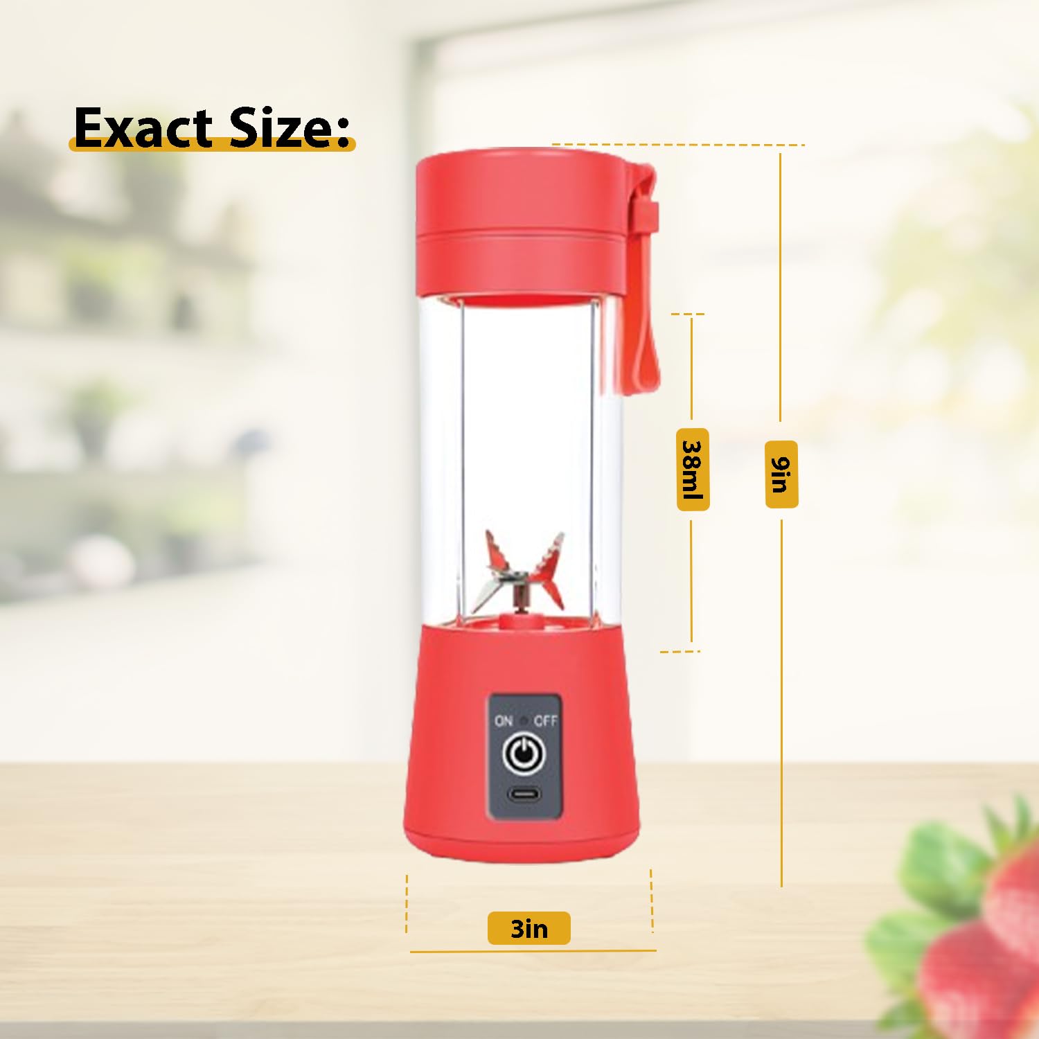 Portable Blender for Smoothies and Shakes - 600W Powerful Motor with Stainless Steel Blades - Compact Handbag Size Glass Jar - Perfect for Home, Office, Gym & Travel (Red) - Make Healthy Smoothies, Protein Shakes & Baby Food On The Go